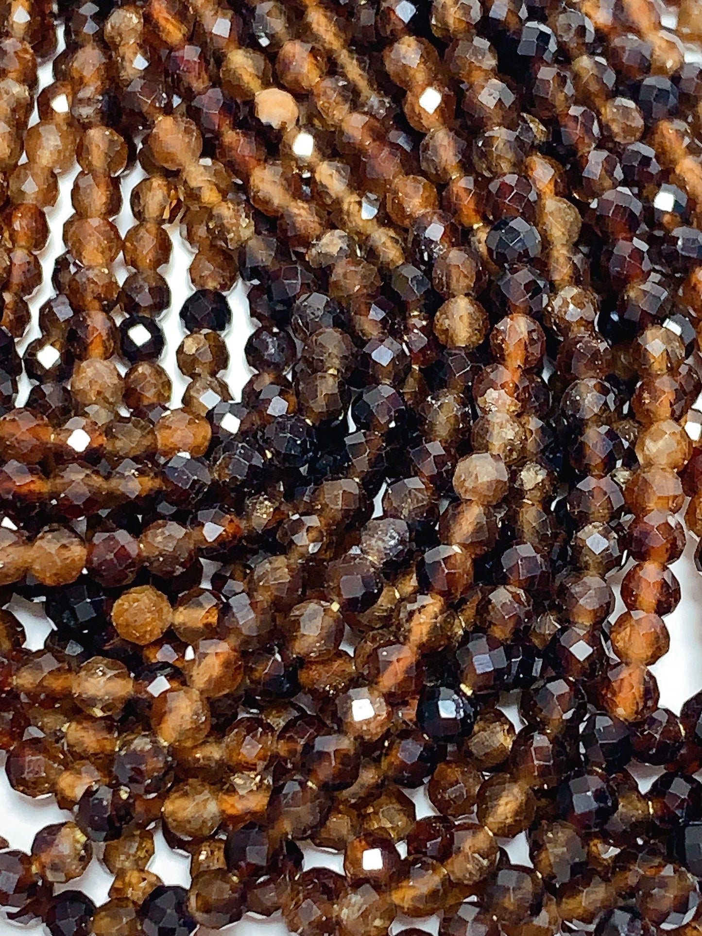 AAA Natural Yellow Brown Tourmaline Faceted Round Beads - 15.5" Strand