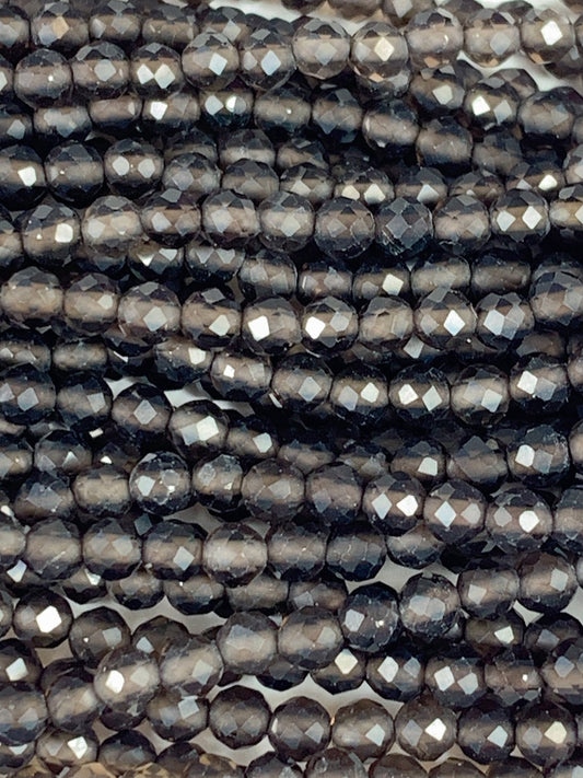 Grade AAA+ Genuine Natural Smoky Quartz  Faceted Round Beads 15.5" Strand 2mm 3mm 4mm