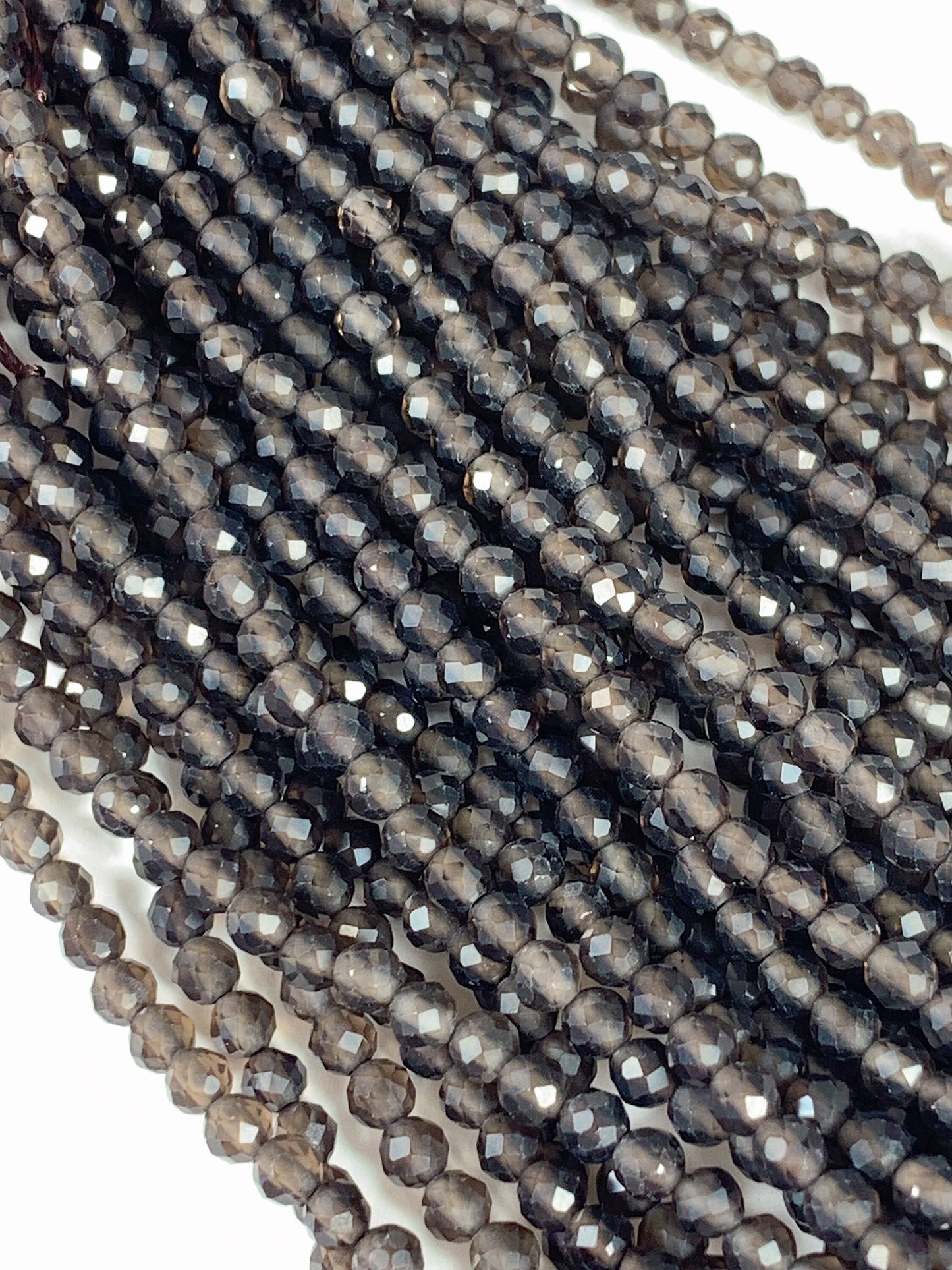 Grade AAA+ Genuine Natural Smoky Quartz  Faceted Round Beads 15.5" Strand 2mm 3mm 4mm