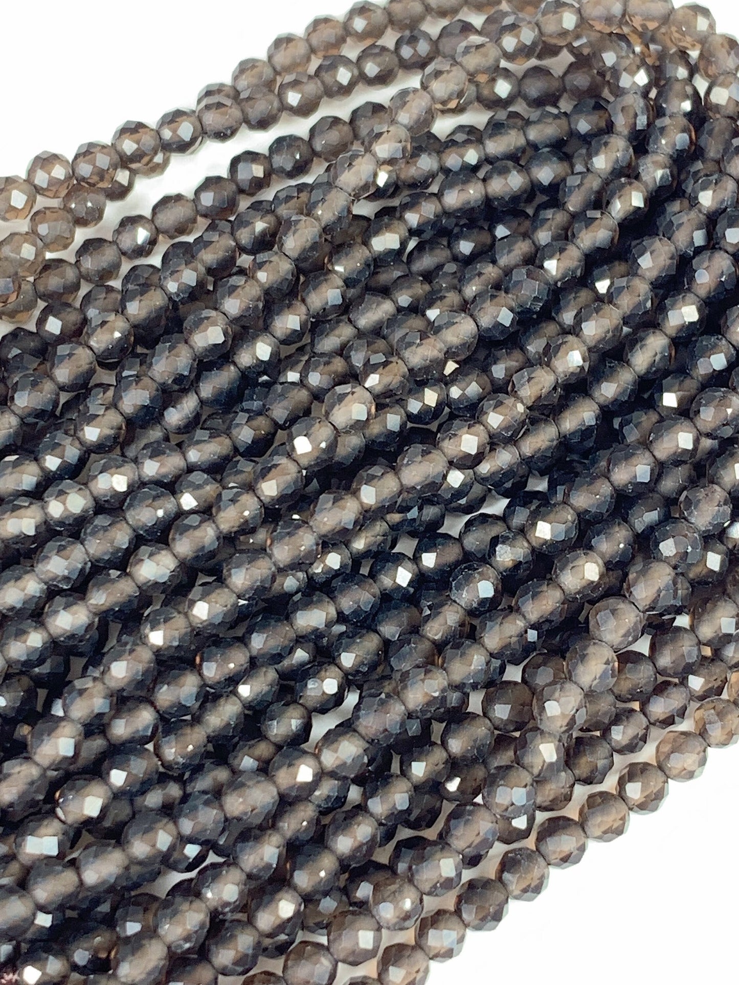 Grade AAA+ Genuine Natural Smoky Quartz  Faceted Round Beads 15.5" Strand 2mm 3mm 4mm