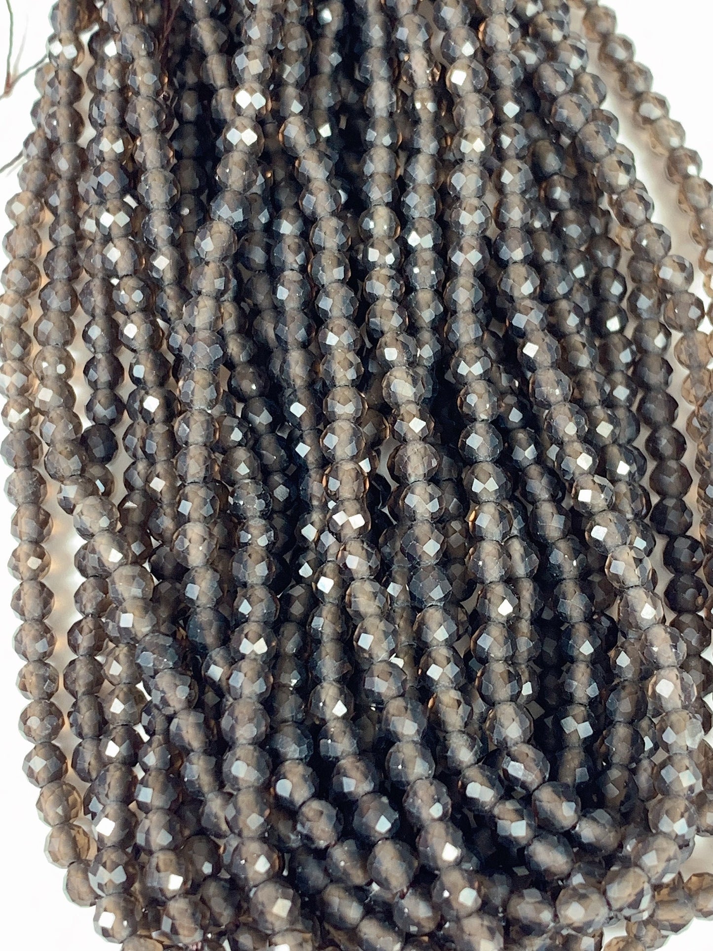 Grade AAA+ Genuine Natural Smoky Quartz  Faceted Round Beads 15.5" Strand 2mm 3mm 4mm