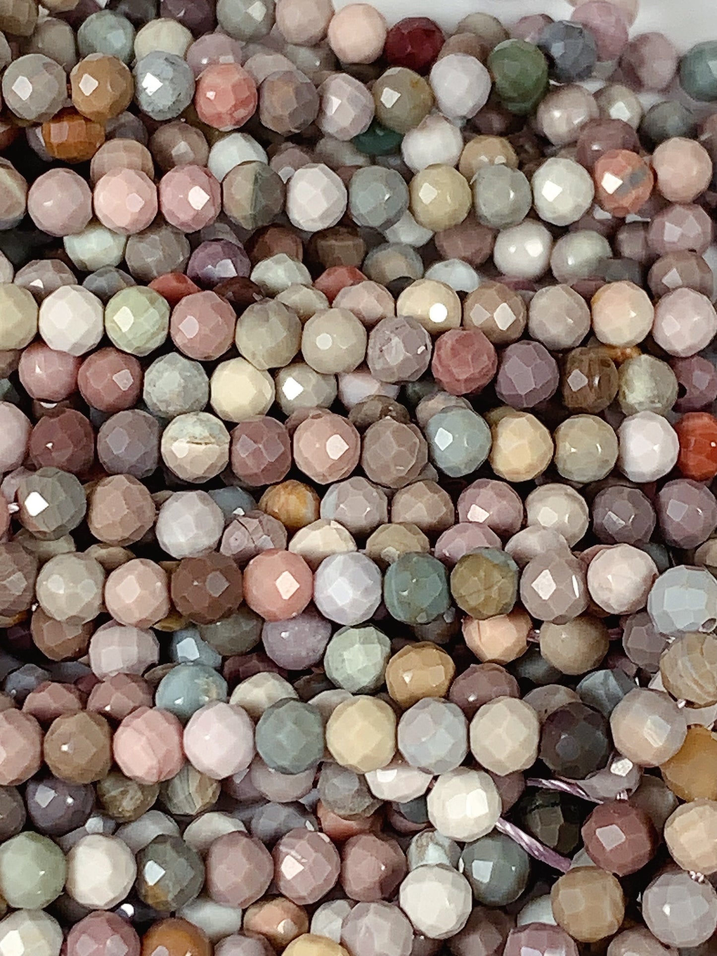 Rainbow Agate Faceted Round Beads: Natural Alashan Mongolia Gemstone (15.5" Strand)