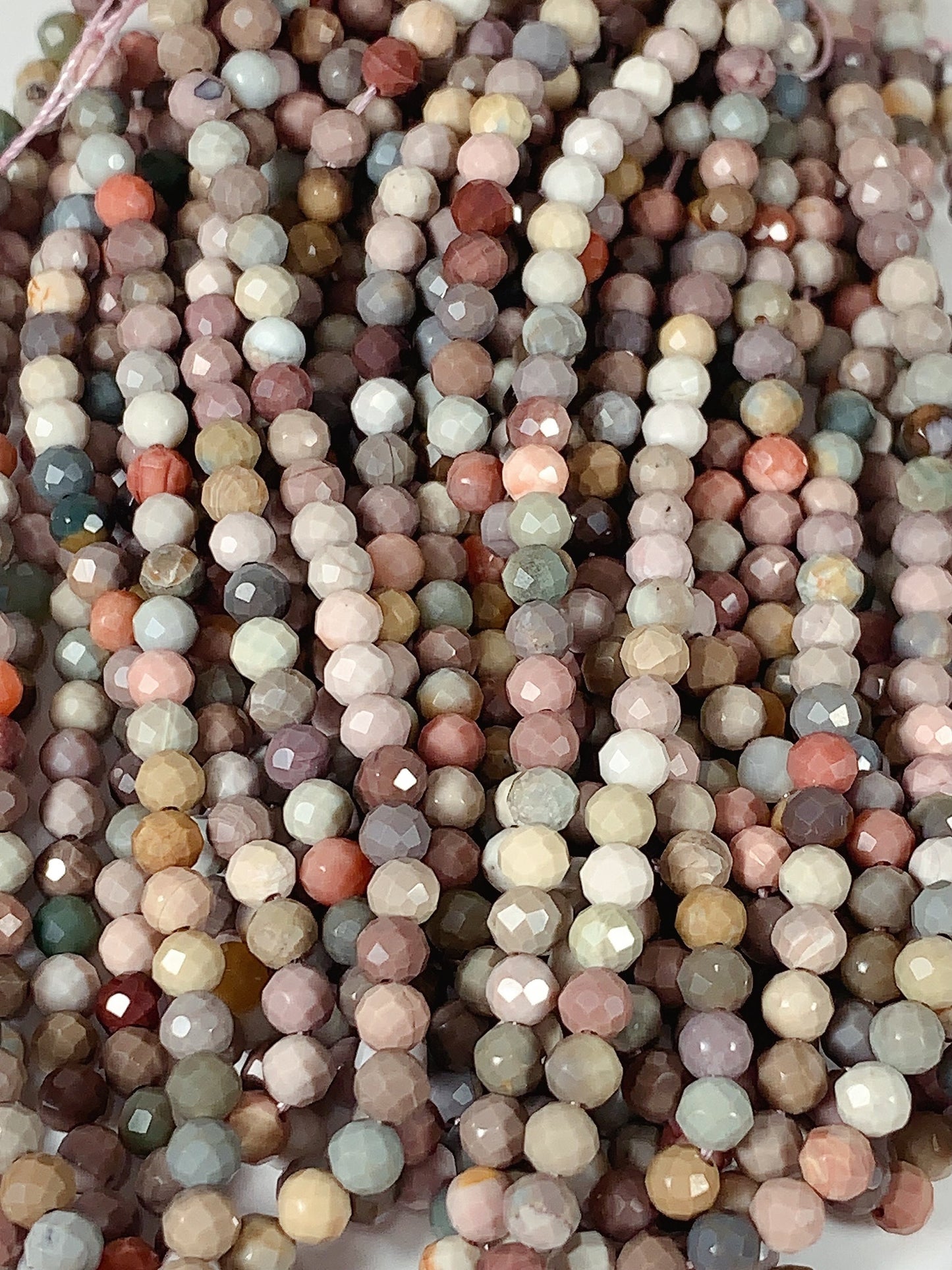 Rainbow Agate Faceted Round Beads: Natural Alashan Mongolia Gemstone (15.5" Strand)