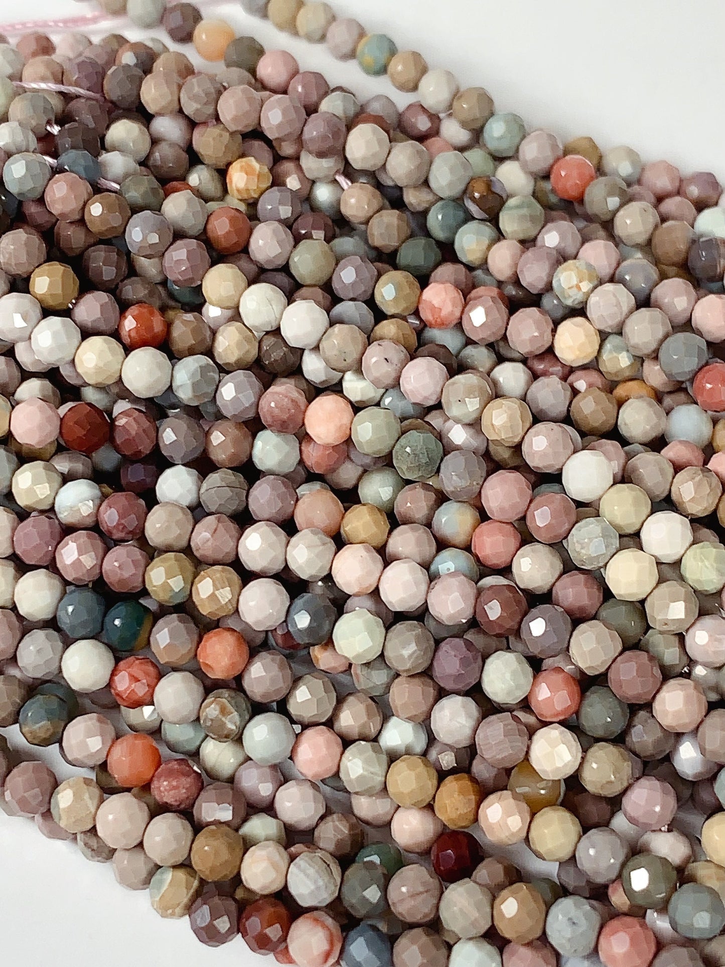 Rainbow Agate Faceted Round Beads: Natural Alashan Mongolia Gemstone (15.5" Strand)