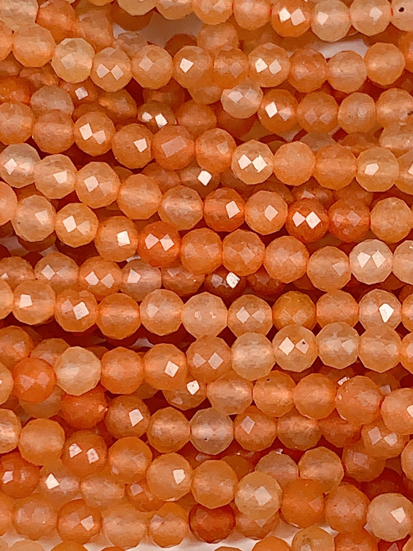 Grade AAA Genuine Natural Orange Red Aventurine Faceted Round Beads 15.5" Strand 2mm 3mm 4mm