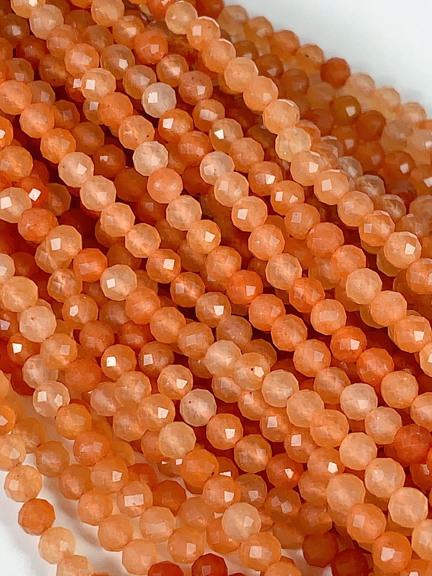 Grade AAA Genuine Natural Orange Red Aventurine Faceted Round Beads 15.5" Strand 2mm 3mm 4mm