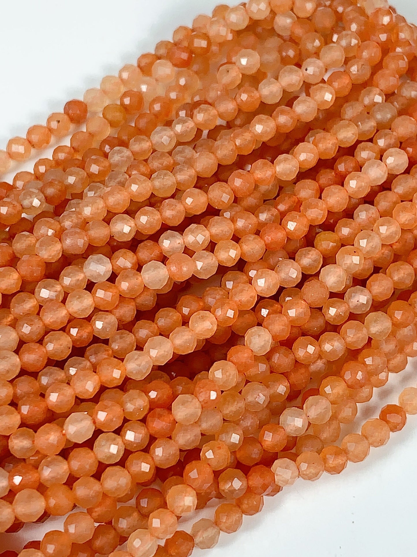 Grade AAA Genuine Natural Orange Red Aventurine Faceted Round Beads 15.5" Strand 2mm 3mm 4mm