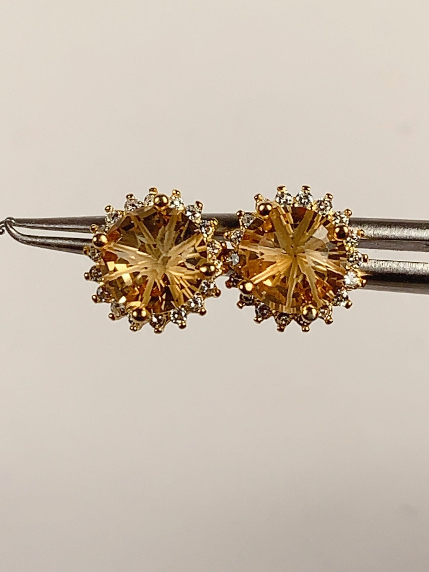 6mm Grade AAA Citrine Millennium Cut Sterling Silver Earring