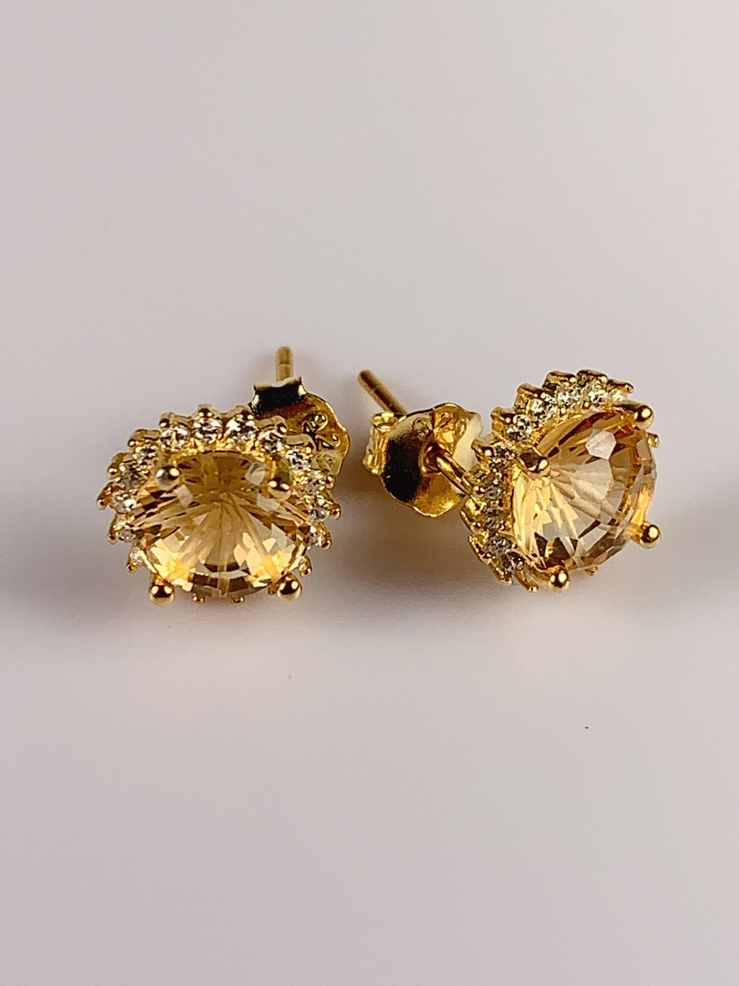 6mm Grade AAA Citrine Millennium Cut Sterling Silver Earring