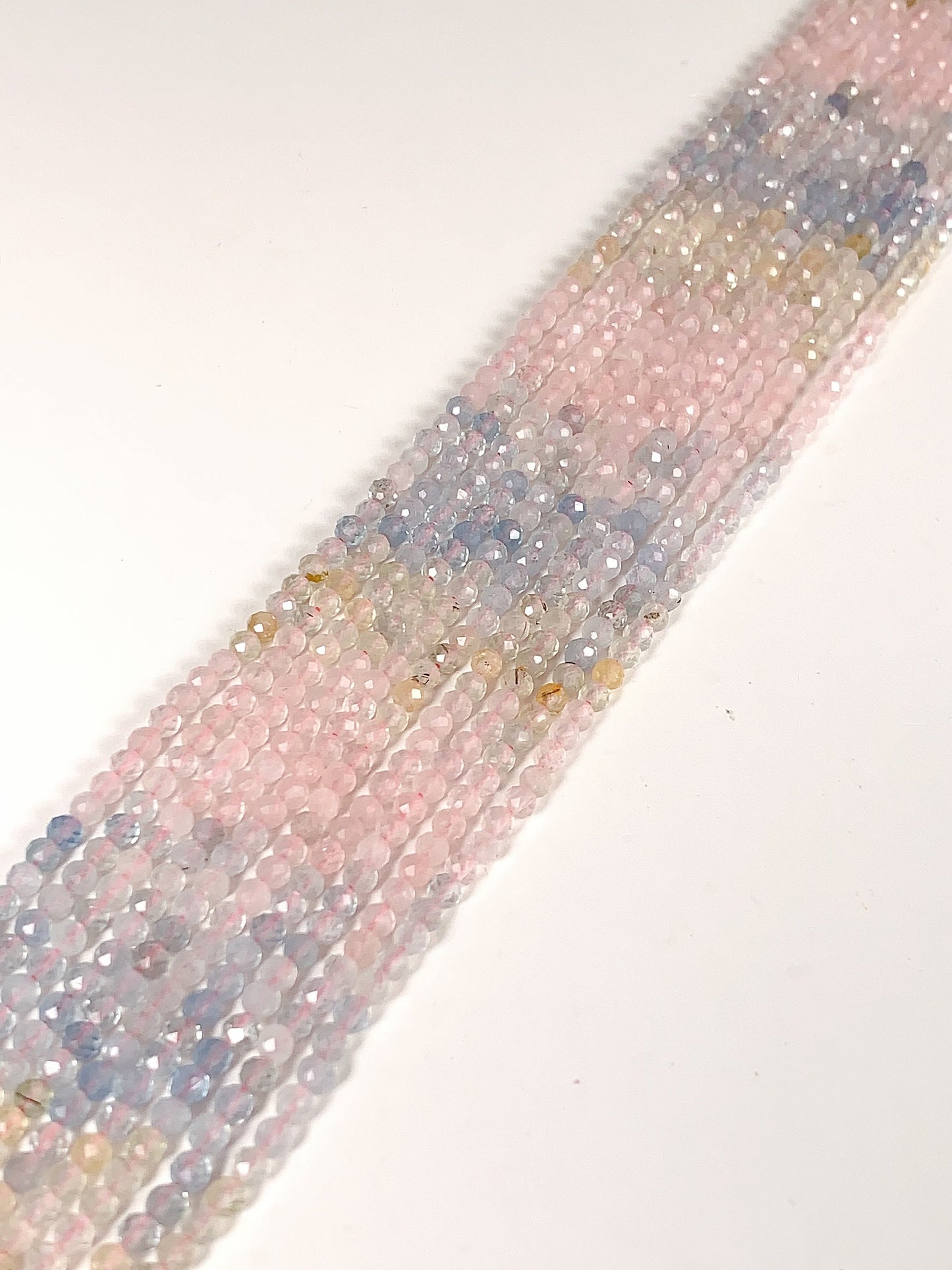 AAA Pink Blue Morganite Faceted Round Beads: Natural Gemstone Strand