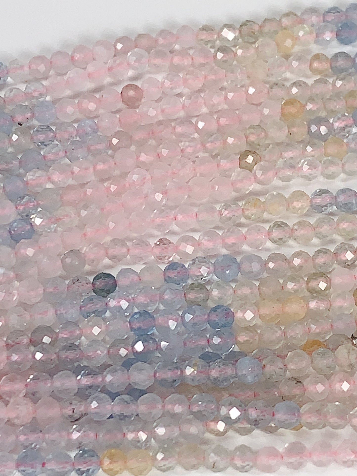 AAA Pink Blue Morganite Faceted Round Beads: Natural Gemstone Strand