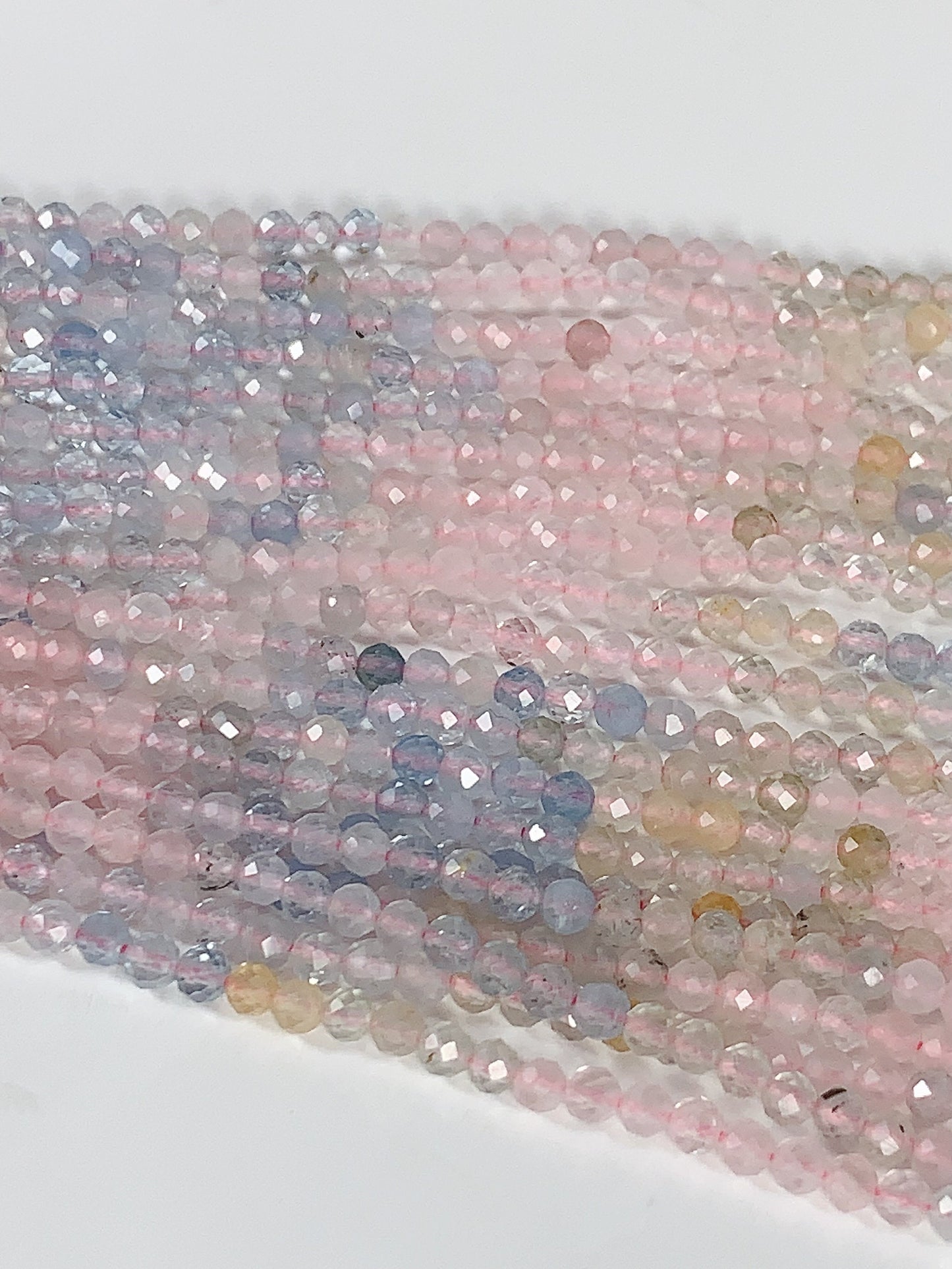 AAA Pink Blue Morganite Faceted Round Beads: Natural Gemstone Strand