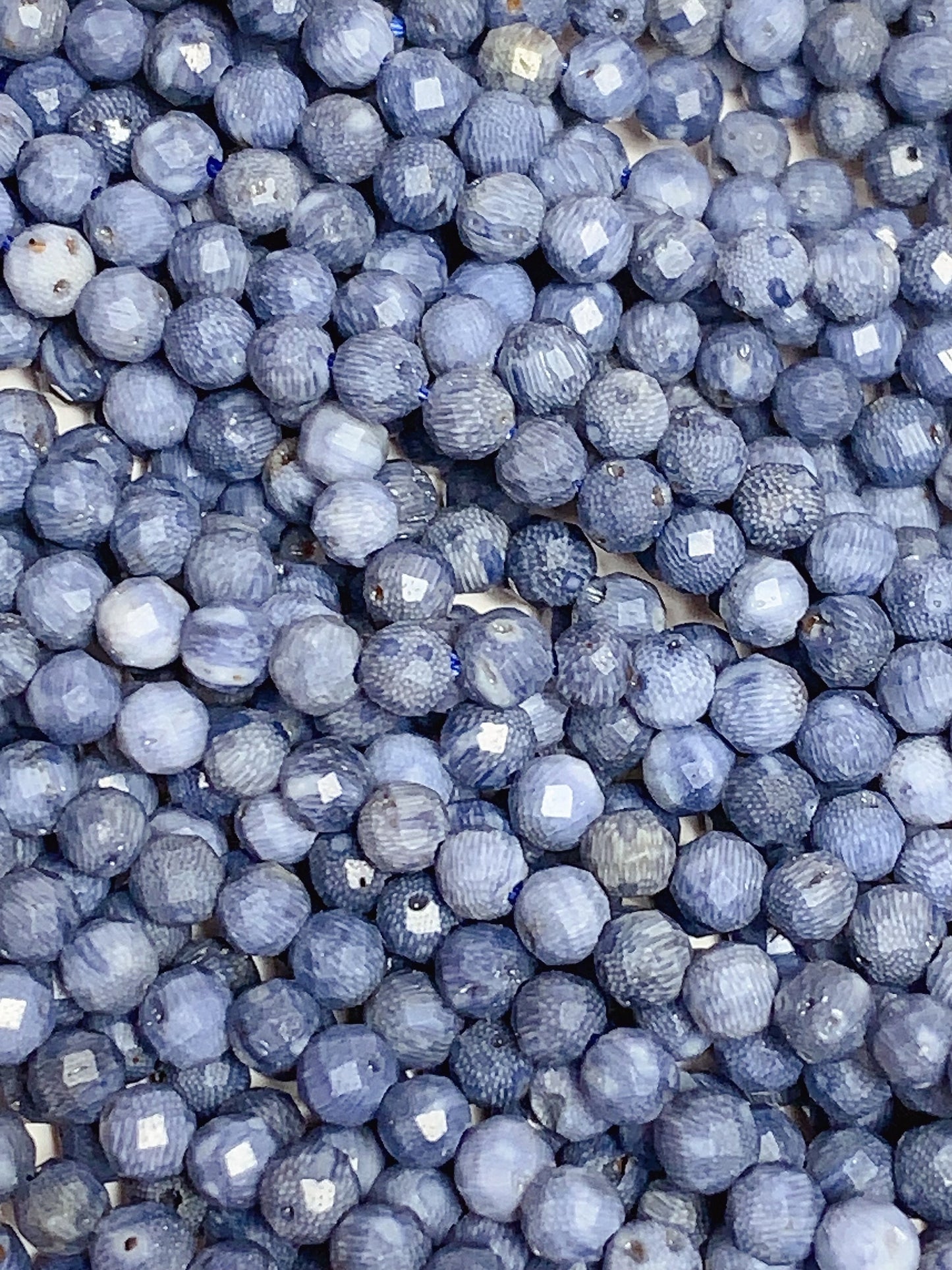 Genuine Natural Blue Coral Faceted Round Beads 15.5" Strand 2mm 3mm 4mm