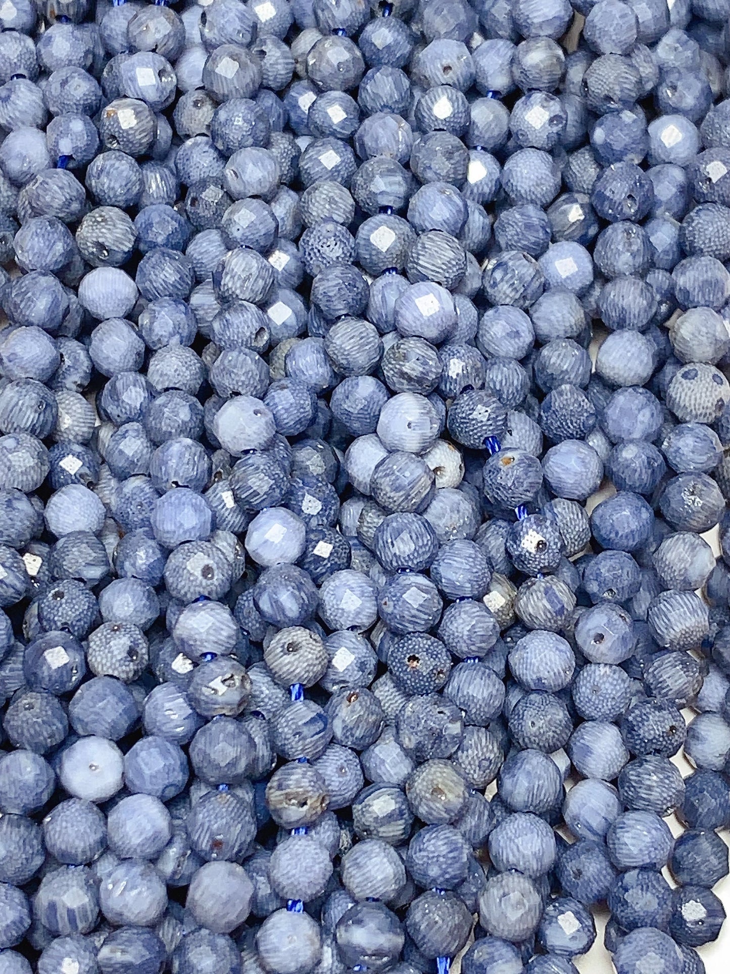 Genuine Natural Blue Coral Faceted Round Beads 15.5" Strand 2mm 3mm 4mm