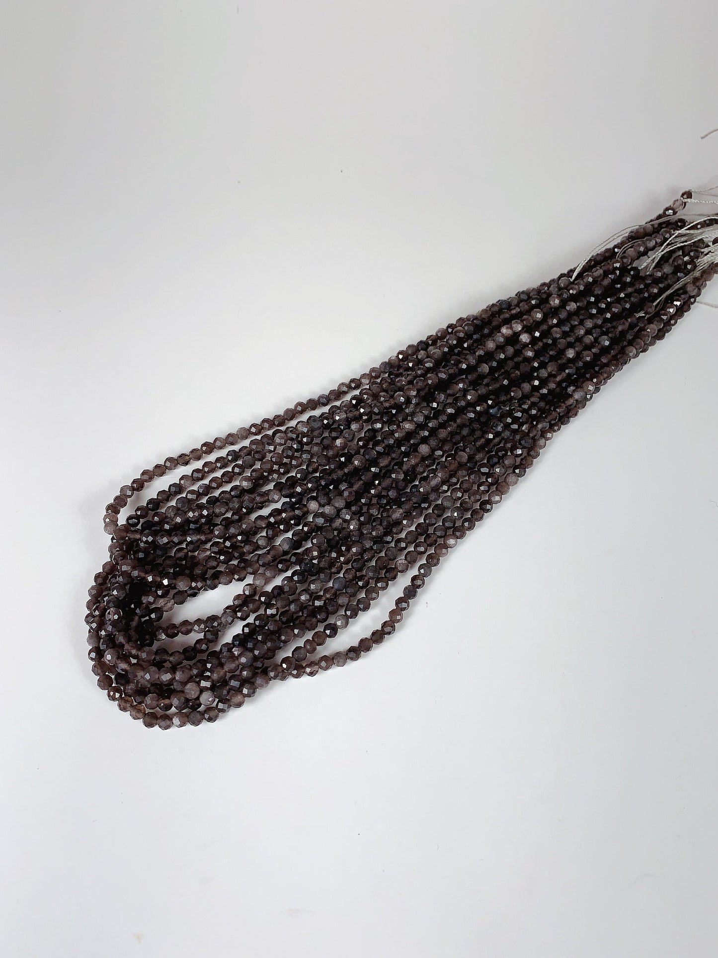 Grade AAA Genuine Natural Silver Obsidian  Faceted Round Beads 15.5" Strand 2mm 3mm 4mm