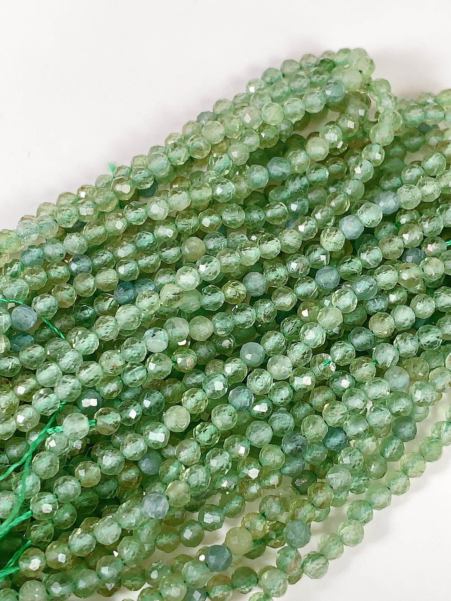 Genuine Natural Green Apatite Faceted Round Beads 15.5" Strand 2mm 3mm 4mm
