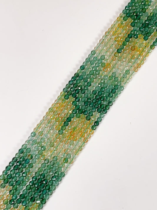 AAA Yellow Citrine Green Apatite Faceted Round Beads: 2-4mm, 15.5" Strand