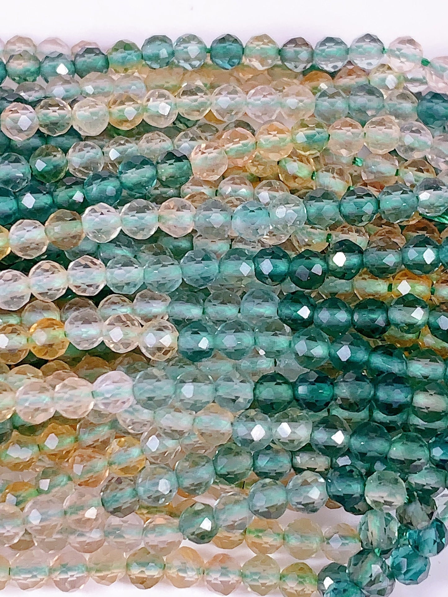 AAA Yellow Citrine Green Apatite Faceted Round Beads: 2-4mm, 15.5" Strand