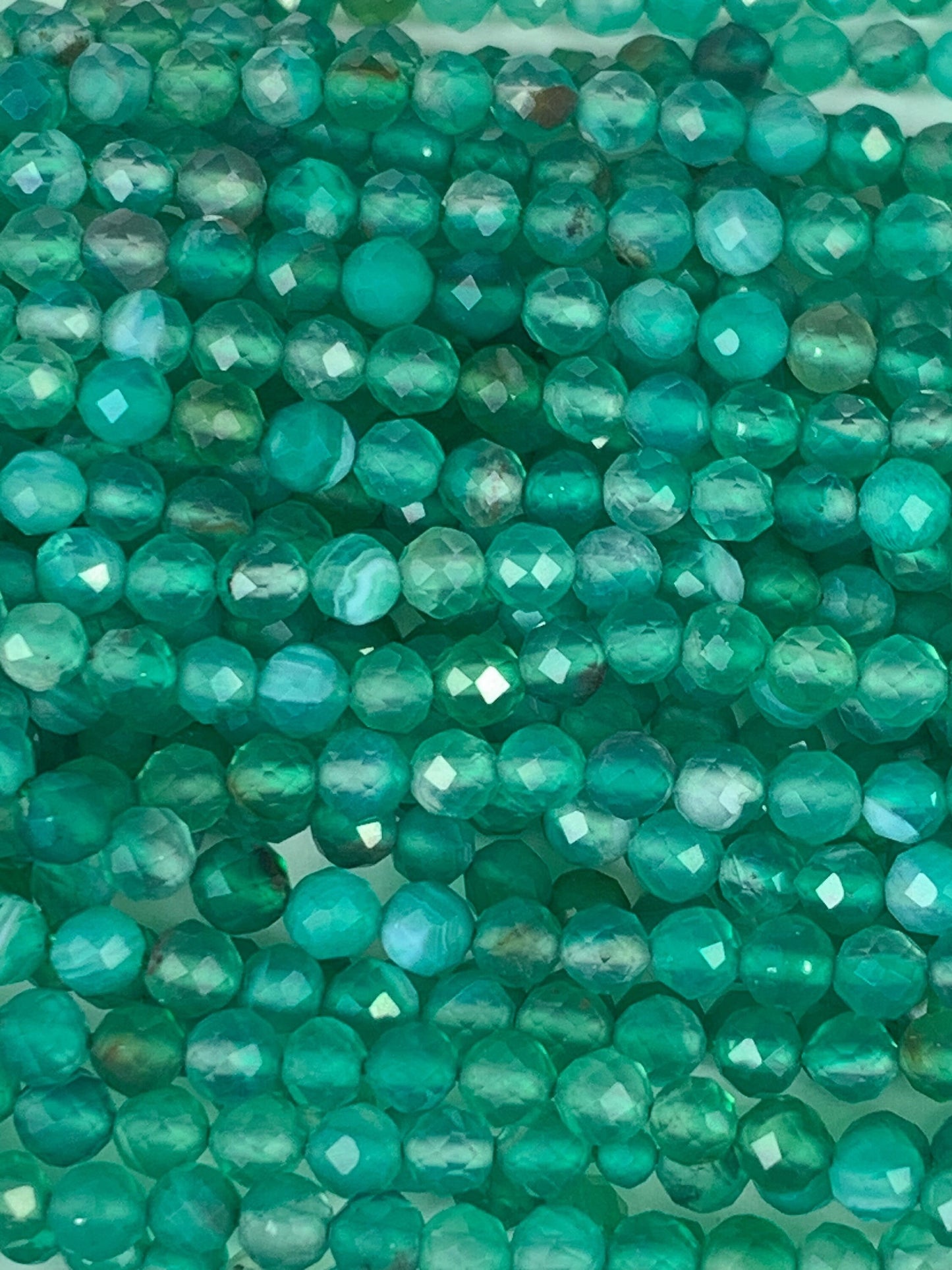 Natural Dyed Green Agate Faceted Round Beads 15.5" Strand 2mm 3mm 4mm