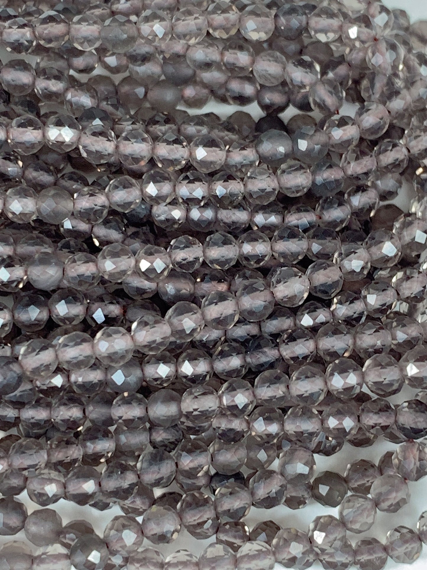 AAA Smoky Ice Obsidian Faceted Round Beads: Natural Gemstone Strand