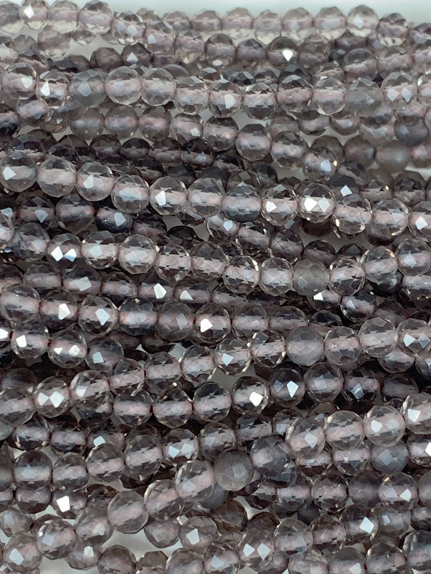 AAA Smoky Ice Obsidian Faceted Round Beads: Natural Gemstone Strand