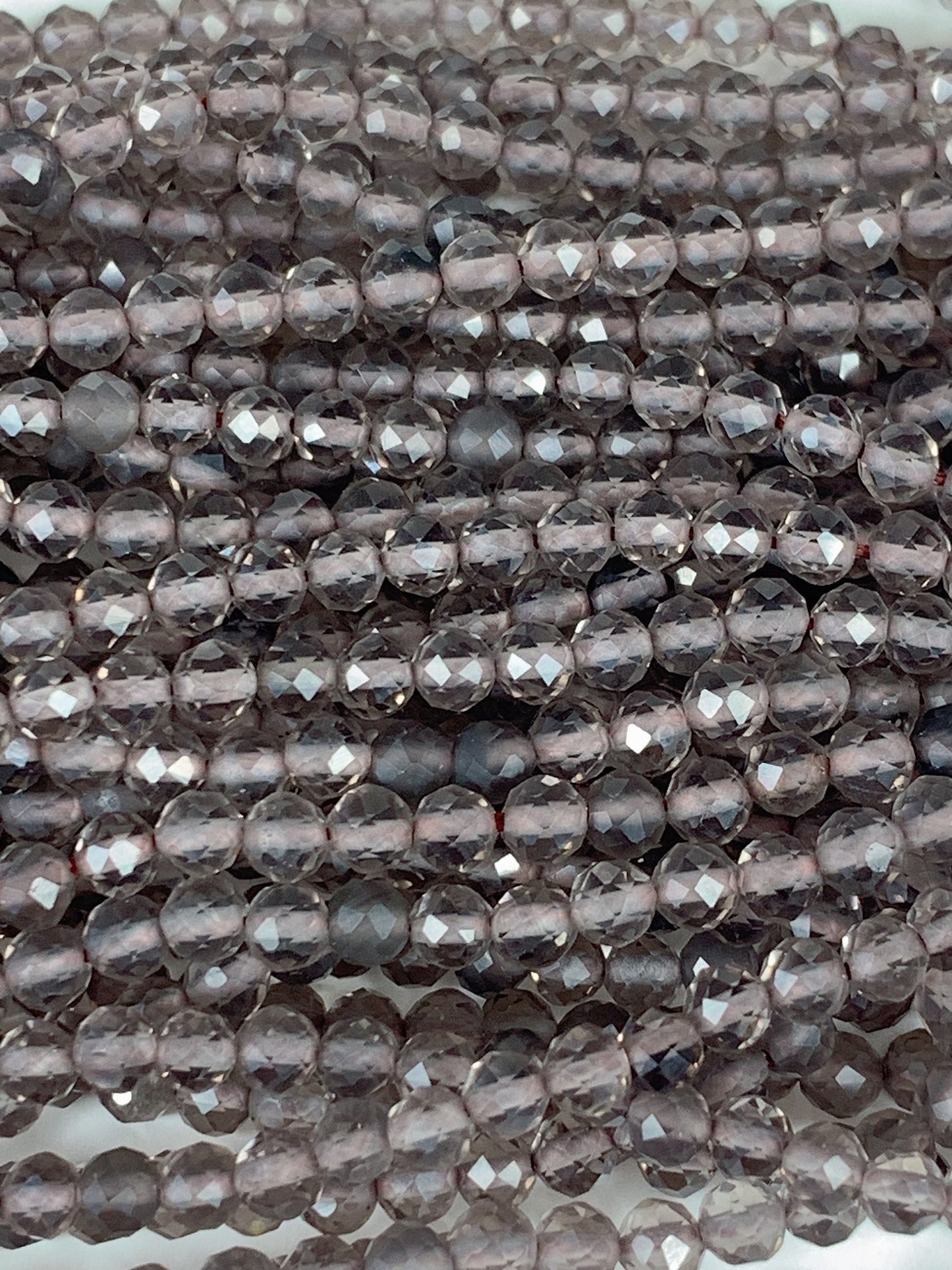 AAA Smoky Ice Obsidian Faceted Round Beads: Natural Gemstone Strand