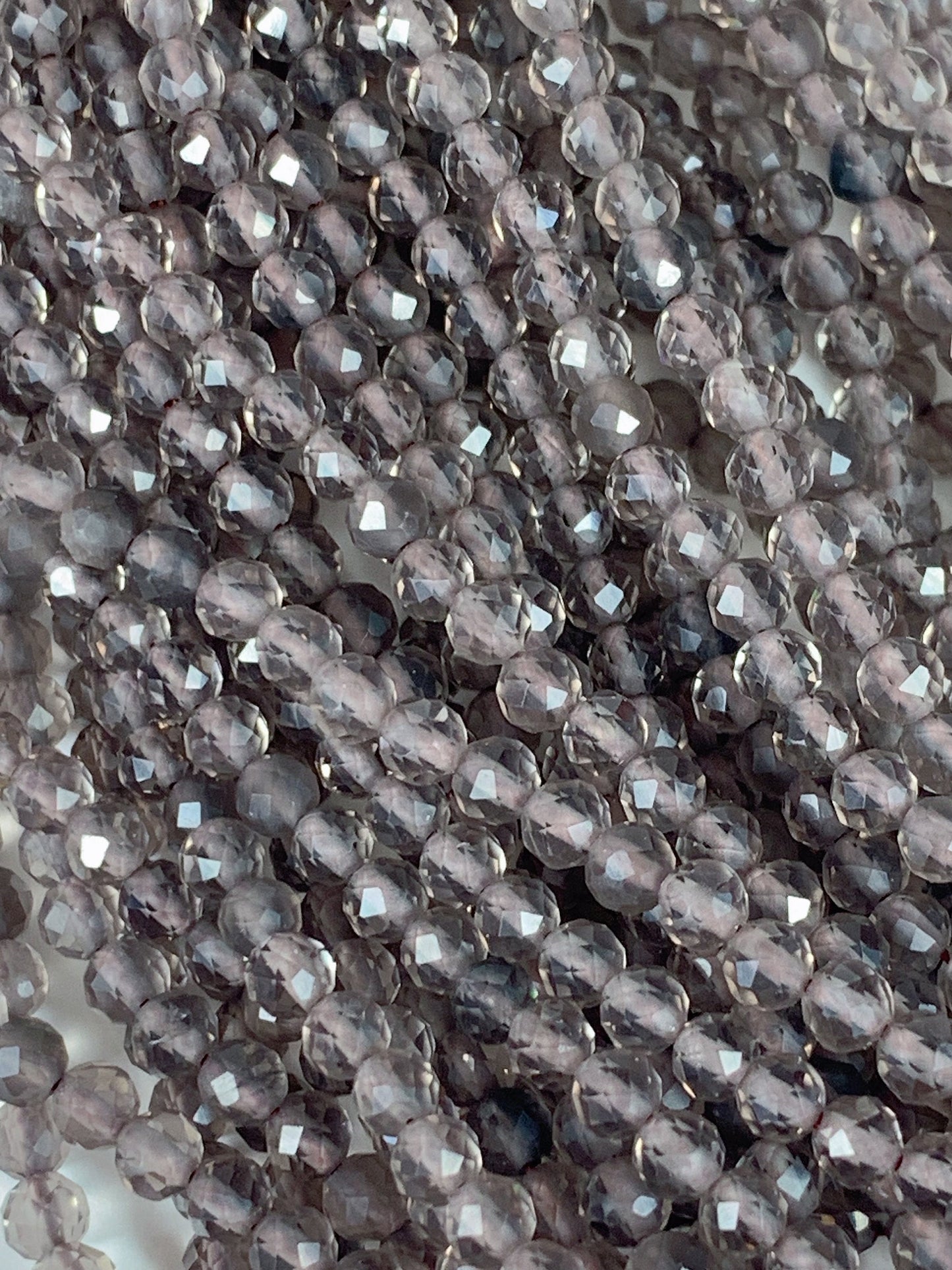 AAA Smoky Ice Obsidian Faceted Round Beads: Natural Gemstone Strand