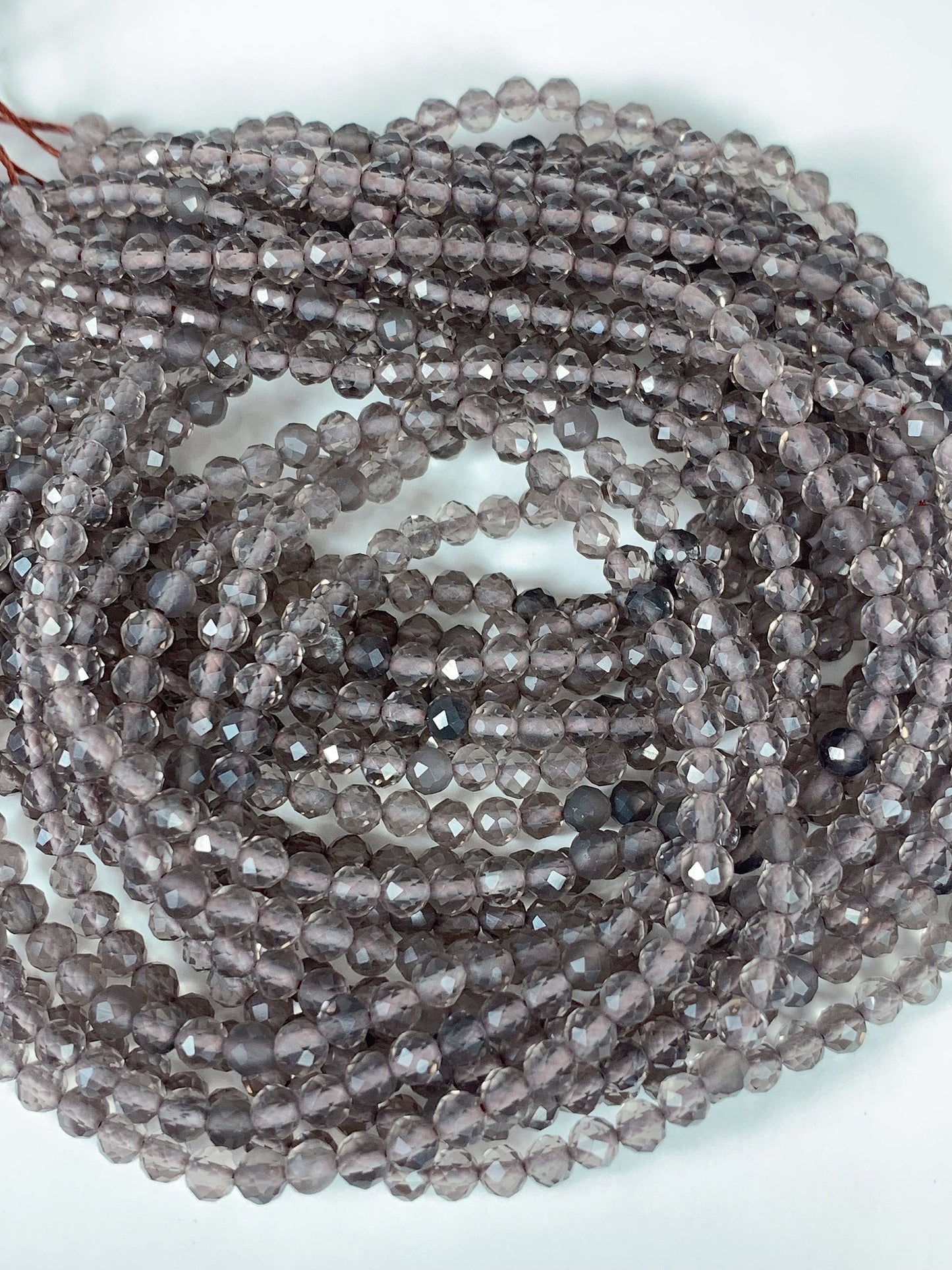 AAA Smoky Ice Obsidian Faceted Round Beads: Natural Gemstone Strand