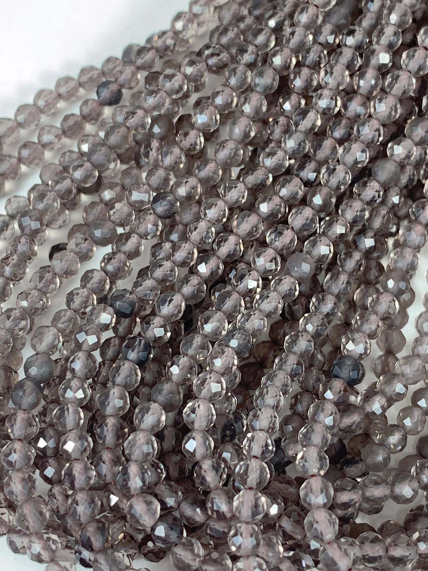 AAA Smoky Ice Obsidian Faceted Round Beads: Natural Gemstone Strand