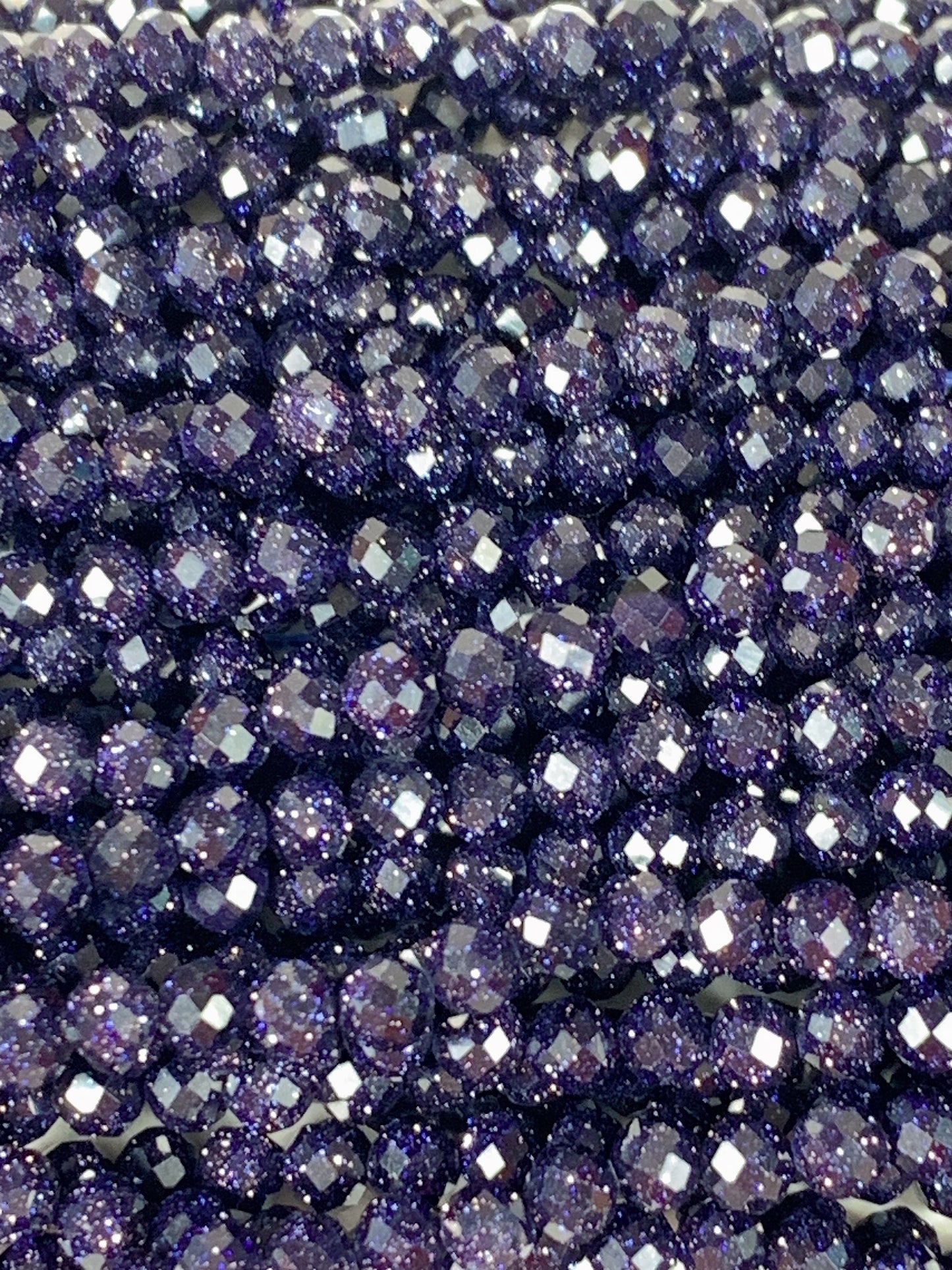 AAA+ Blue Sandstone Faceted Round Beads: 2mm 3mm 4mm, 15.5" Strand