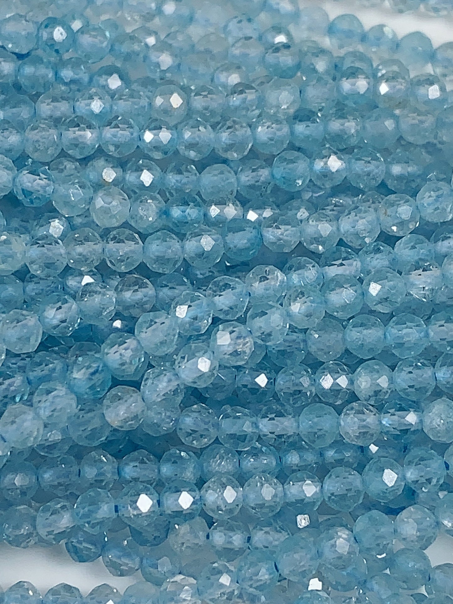 AAA+ Sky Blue Topaz Faceted Round Beads 15.5" Strand 2mm 3mm 4mm