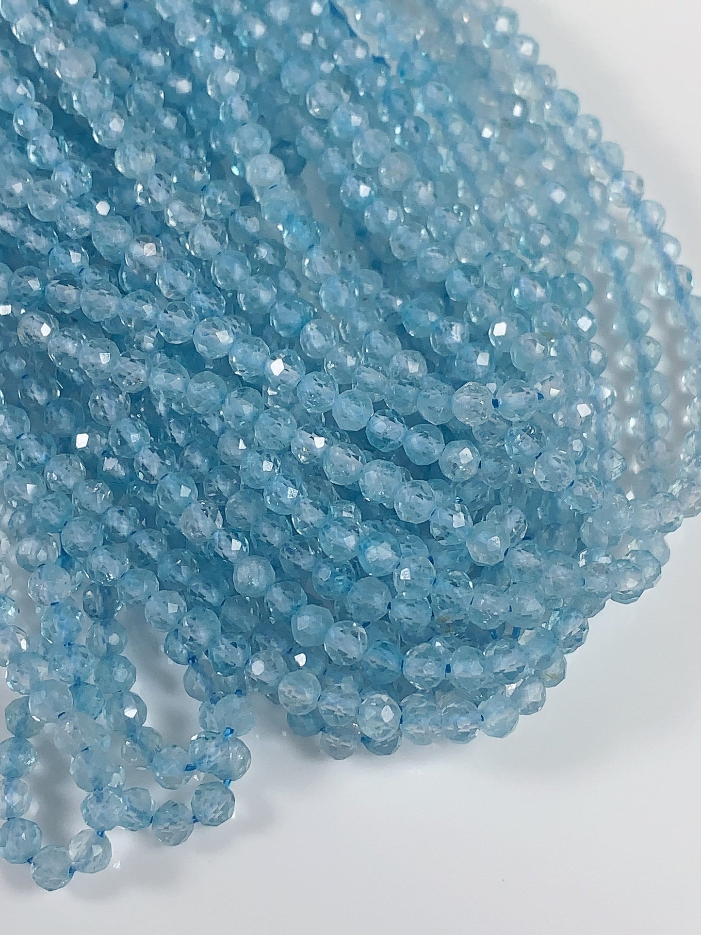 AAA+ Sky Blue Topaz Faceted Round Beads 15.5" Strand 2mm 3mm 4mm