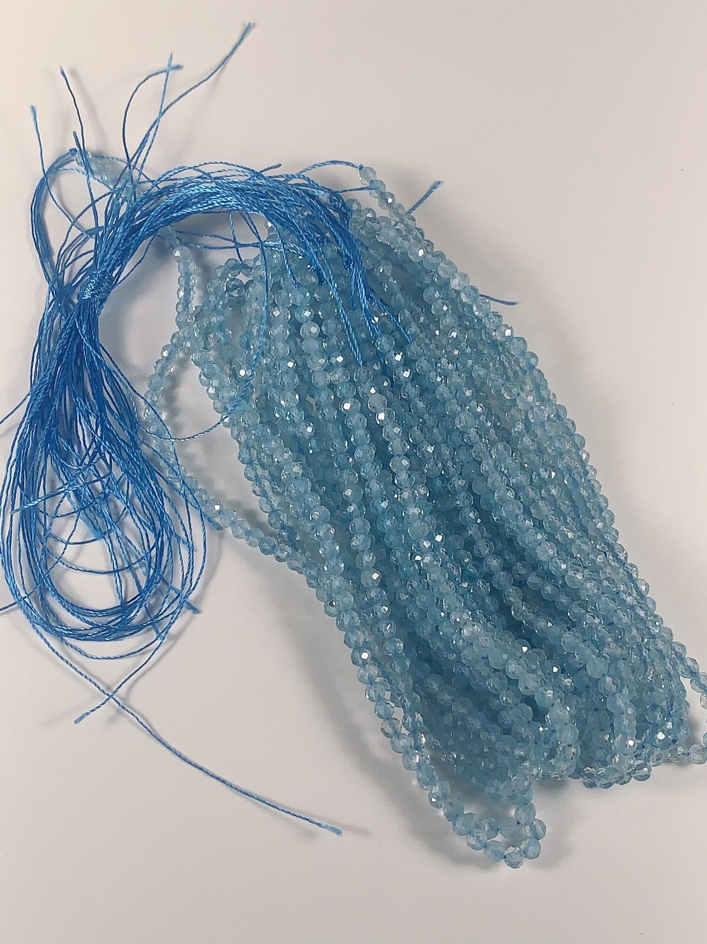 AAA+ Sky Blue Topaz Faceted Round Beads 15.5" Strand 2mm 3mm 4mm