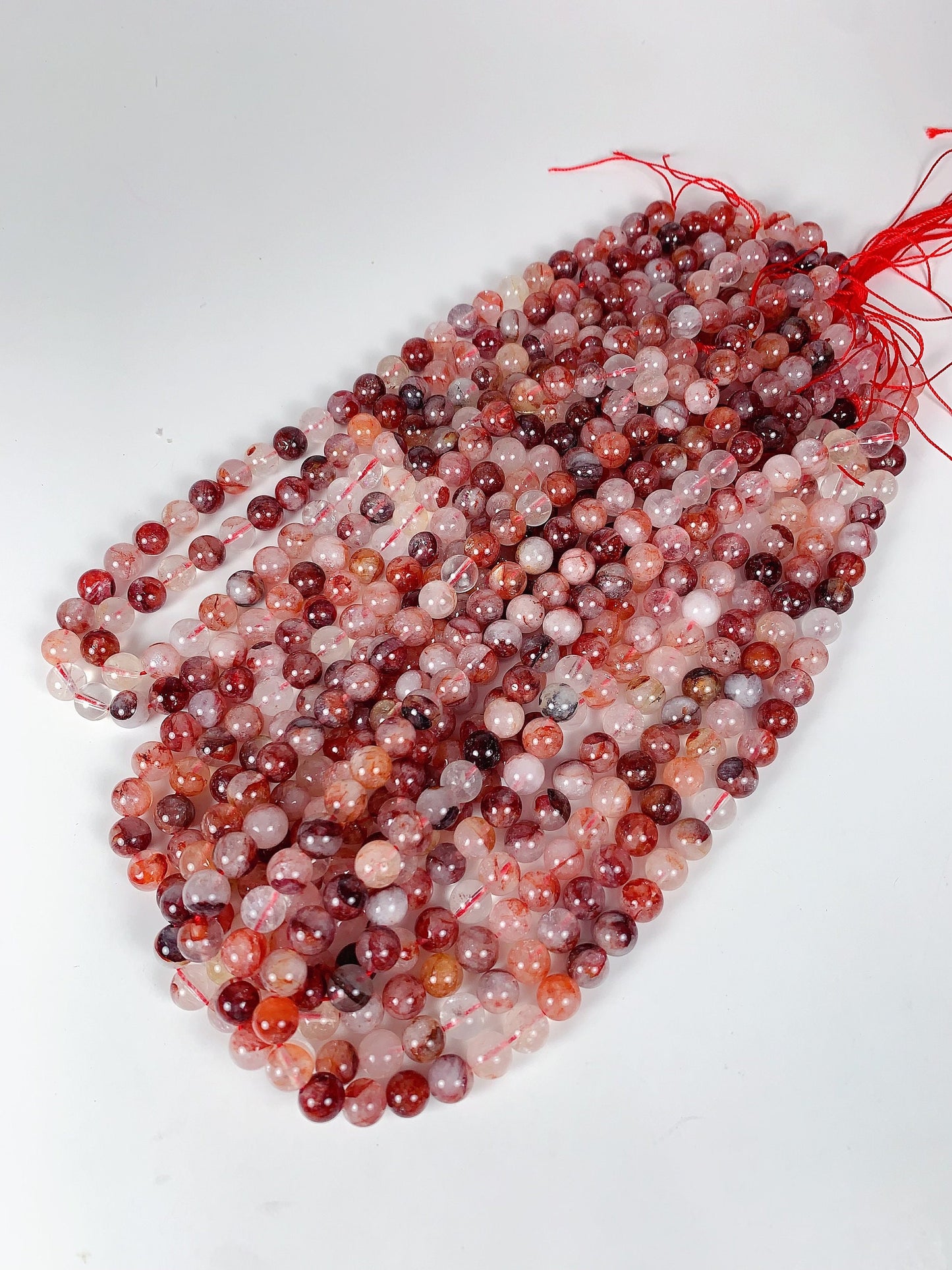 Natural Red Hematoid Quartz Beads: Smooth Round Gemstone Strand