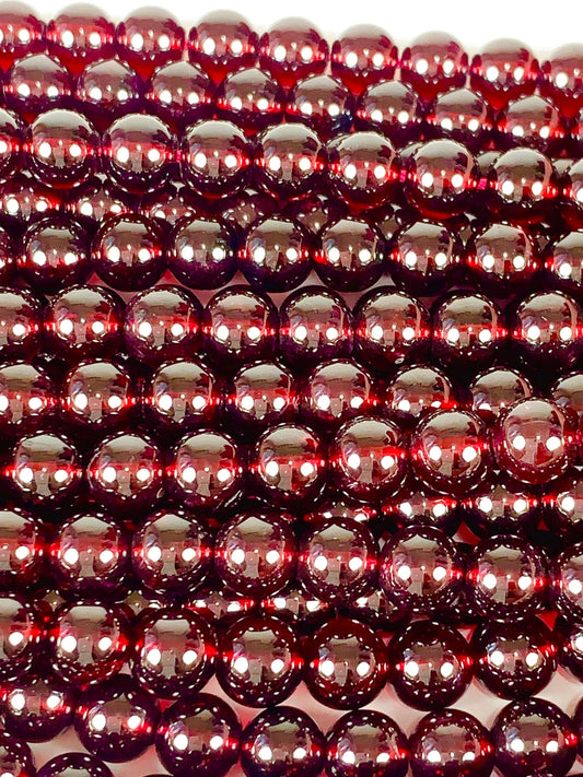 Grade AAA+++  Genuine Natural Red Garnet Smooth Round Beads 15.5" Strand Gemstone  4mm 6mm
