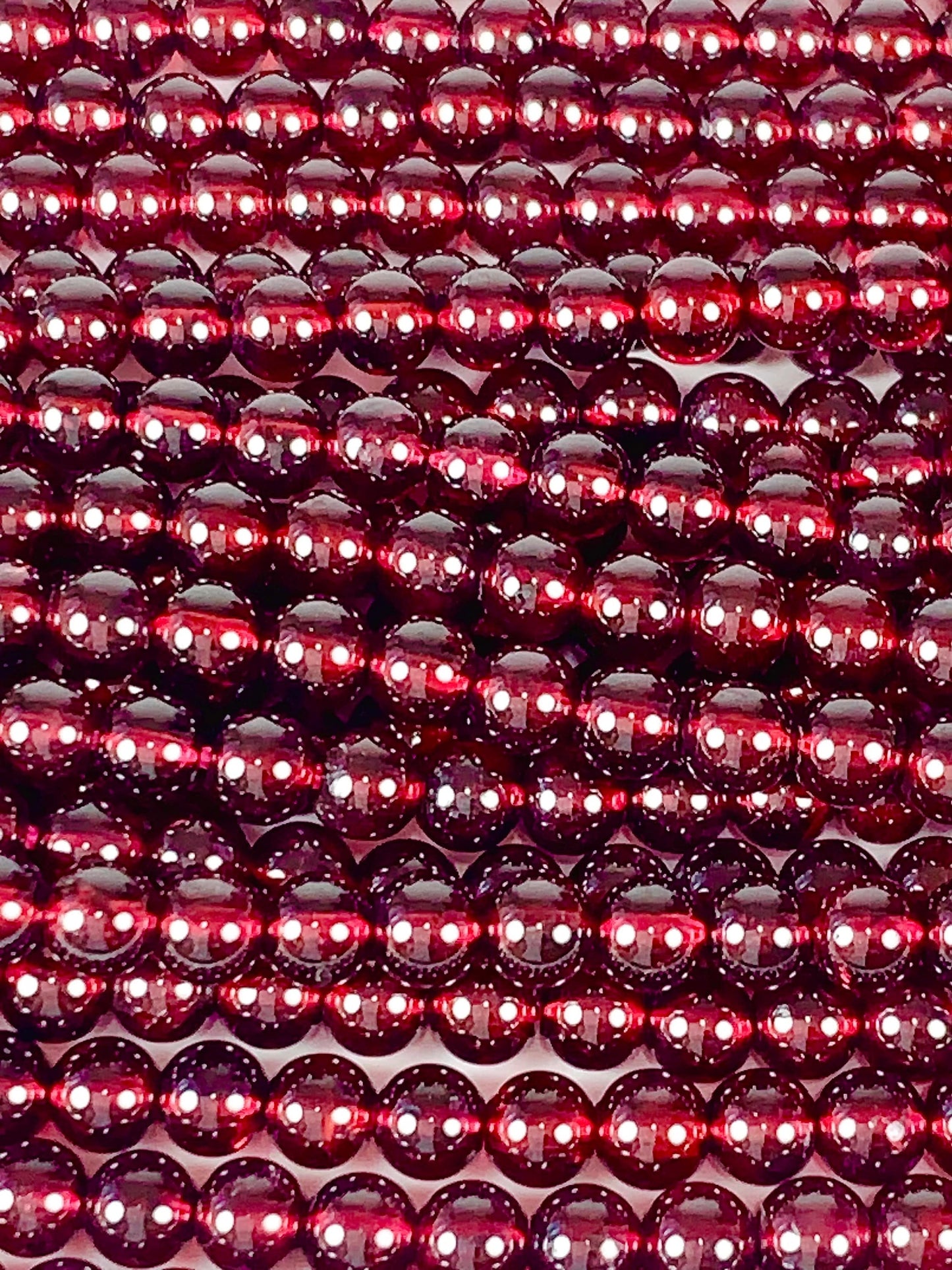 Natural Red Garnet Smooth Round Beads - 15.5" Strand