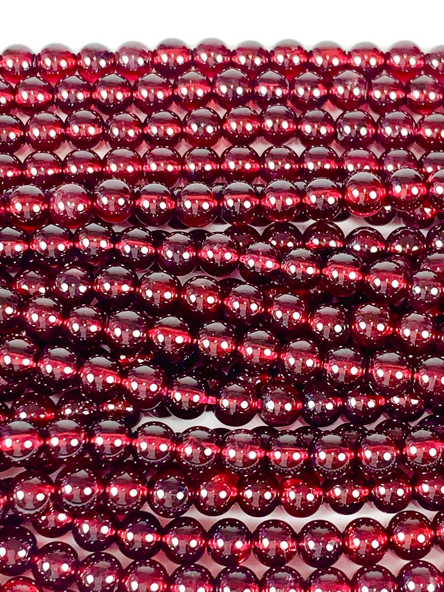 Natural Red Garnet Smooth Round Beads - 15.5" Strand