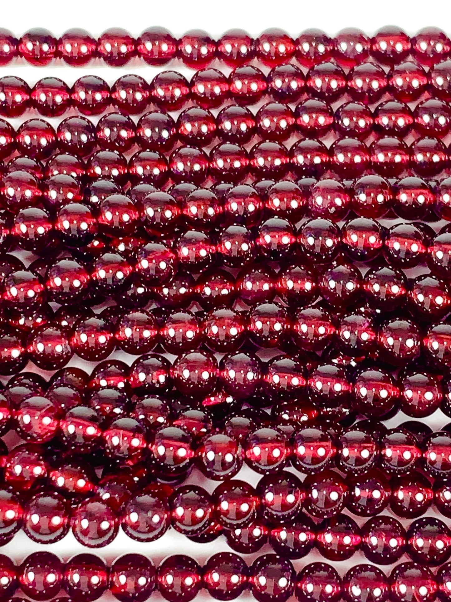 Natural Red Garnet Smooth Round Beads - 15.5" Strand
