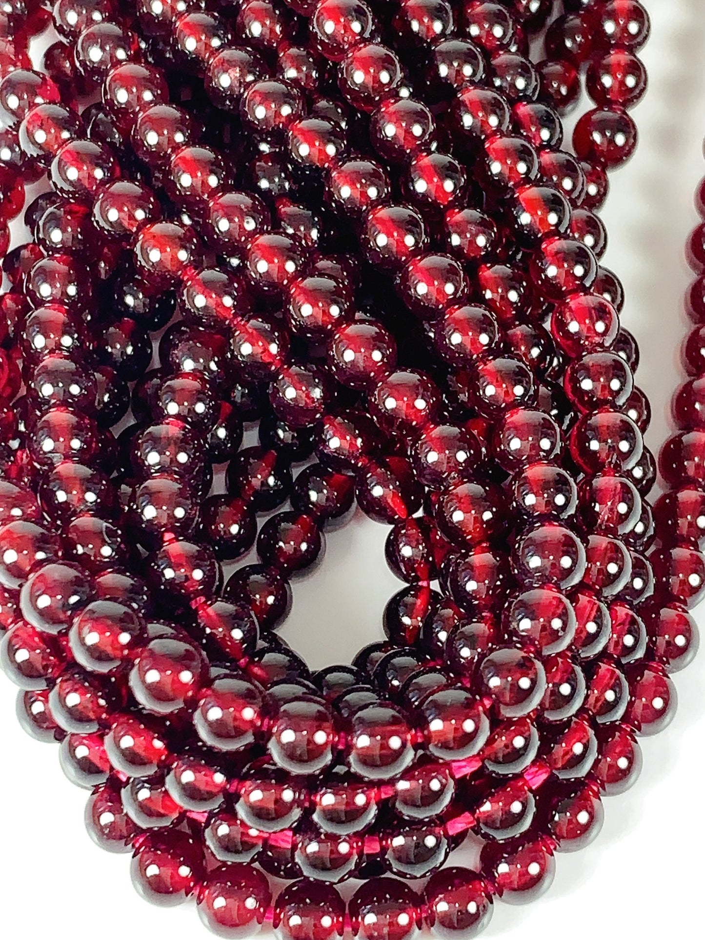 Natural Red Garnet Smooth Round Beads - 15.5" Strand