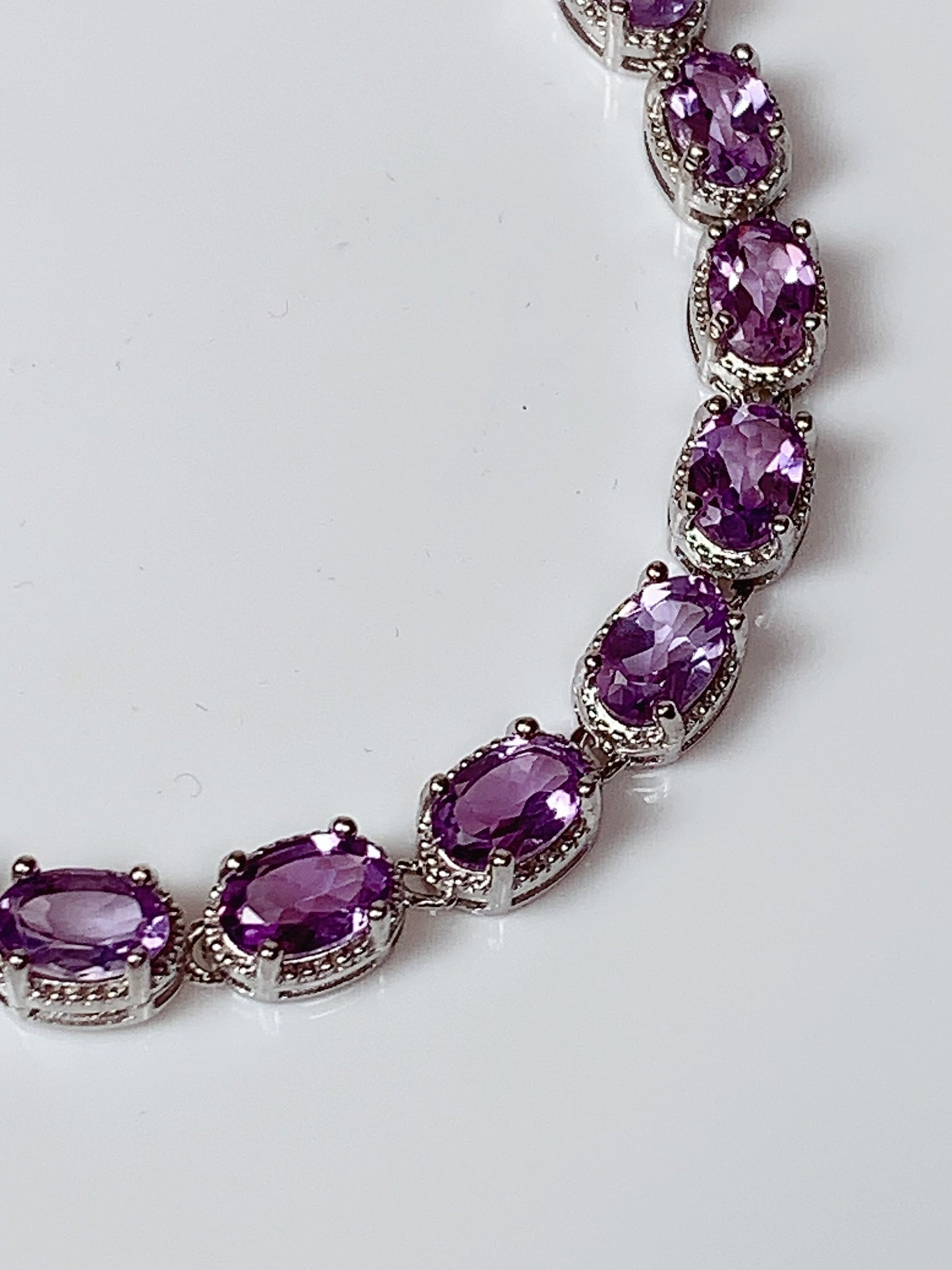 Grade AAA Genuine Natural Purple Amethyst 18k 925 Sterling Silver Bracelet Gemstone