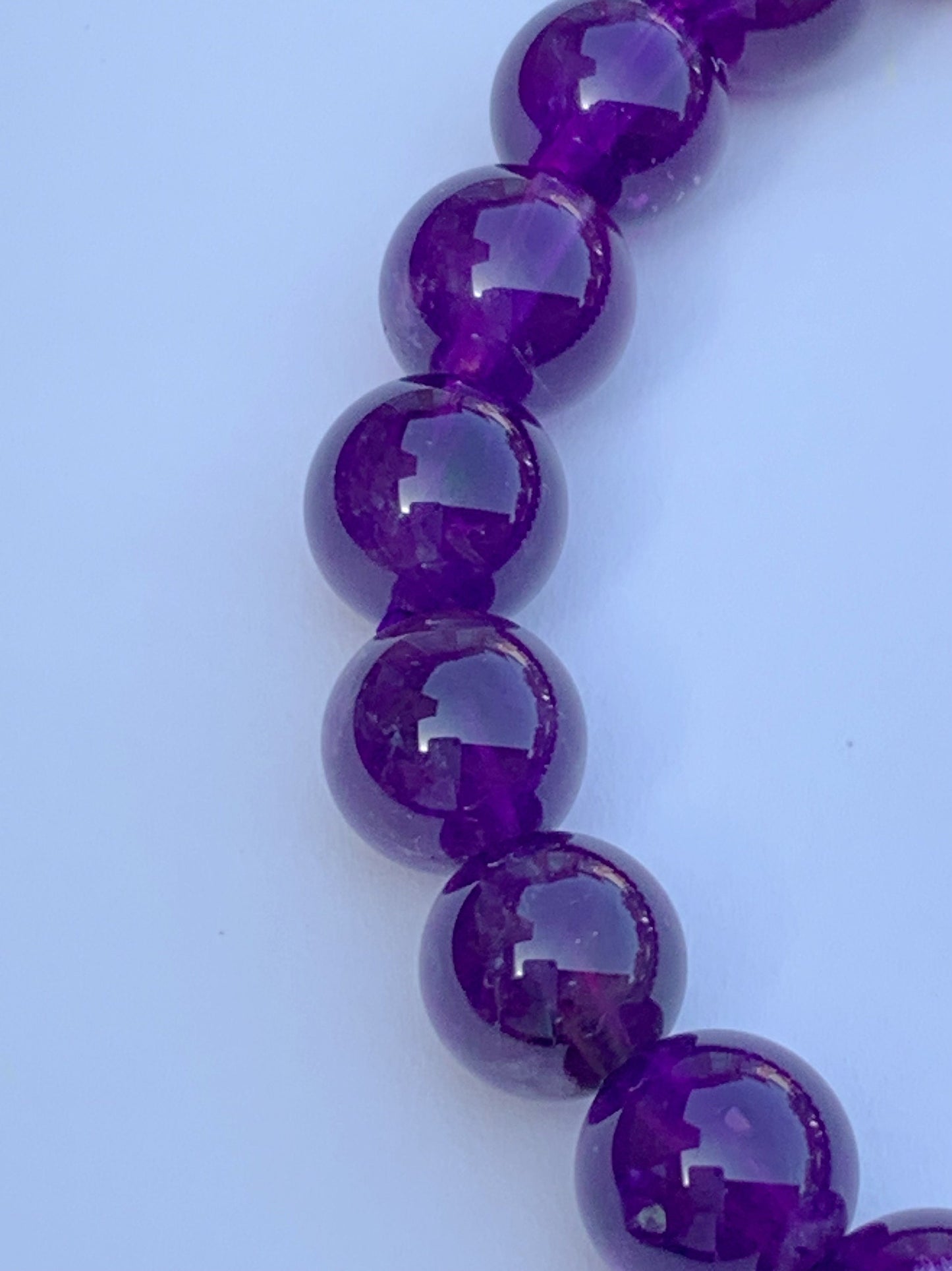 Grade AA Genuine Natural Deep Purple Amethyst Smooth Round Stretch Bracelet 8mm