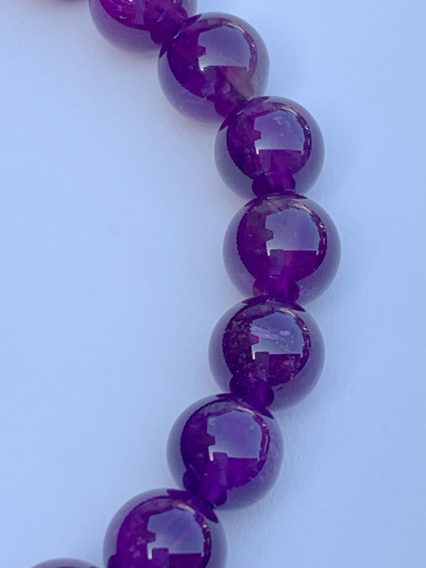 Grade AA Genuine Natural Deep Purple Amethyst Smooth Round Stretch Bracelet 8mm