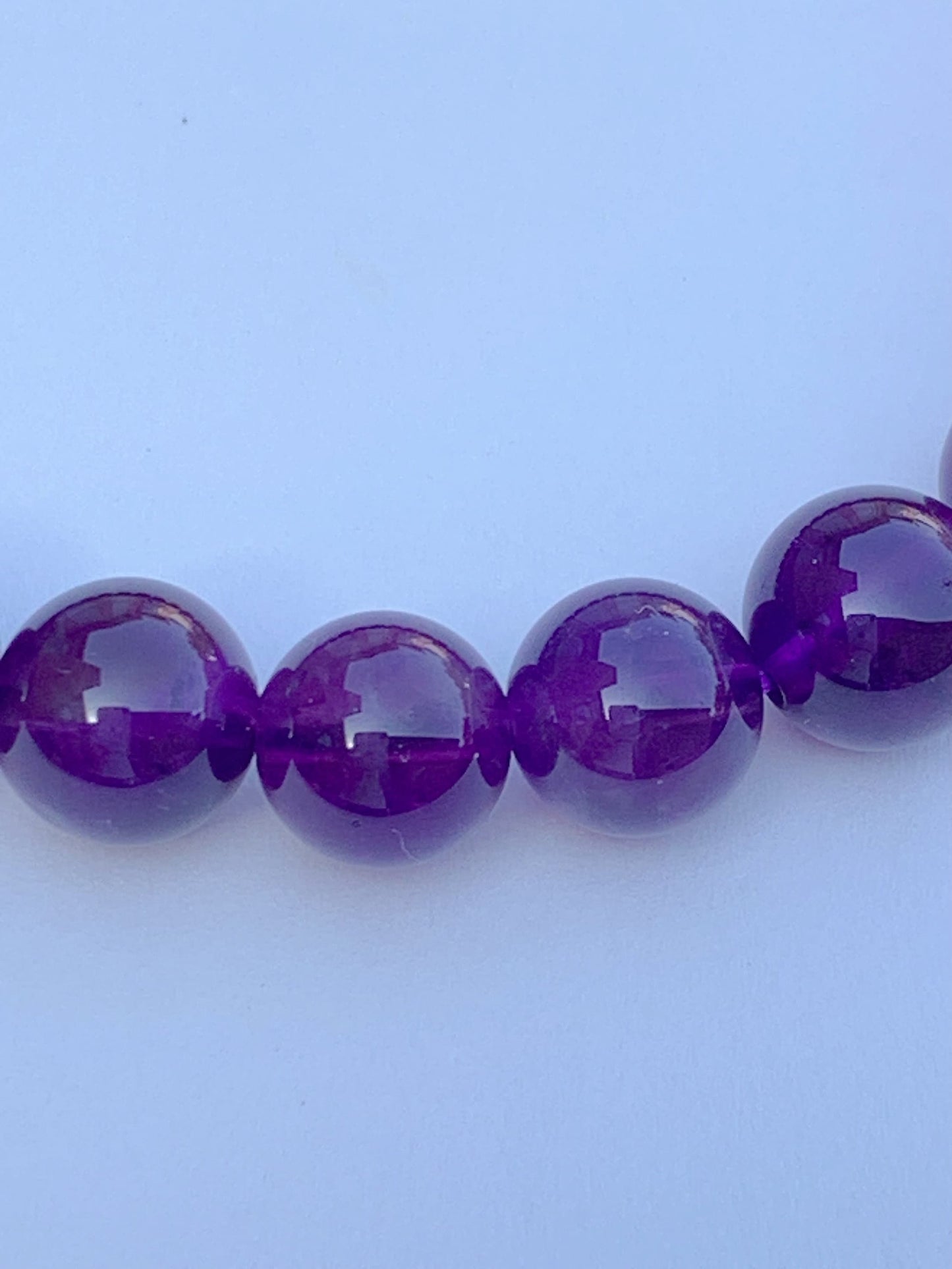 Grade AA Genuine Natural Deep Purple Amethyst Smooth Round Stretch Bracelet 8mm