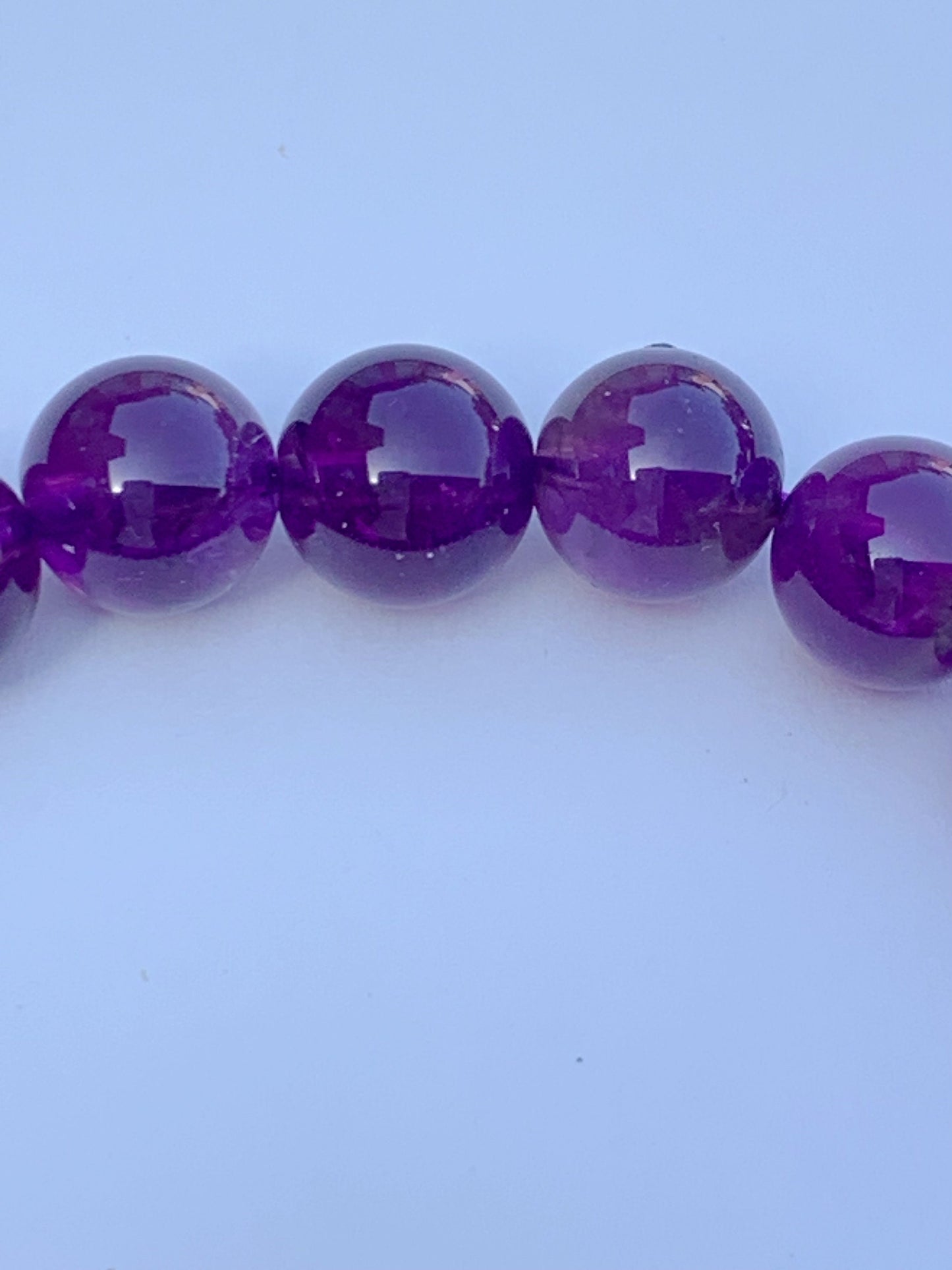 Grade AA Genuine Natural Deep Purple Amethyst Smooth Round Stretch Bracelet 8mm