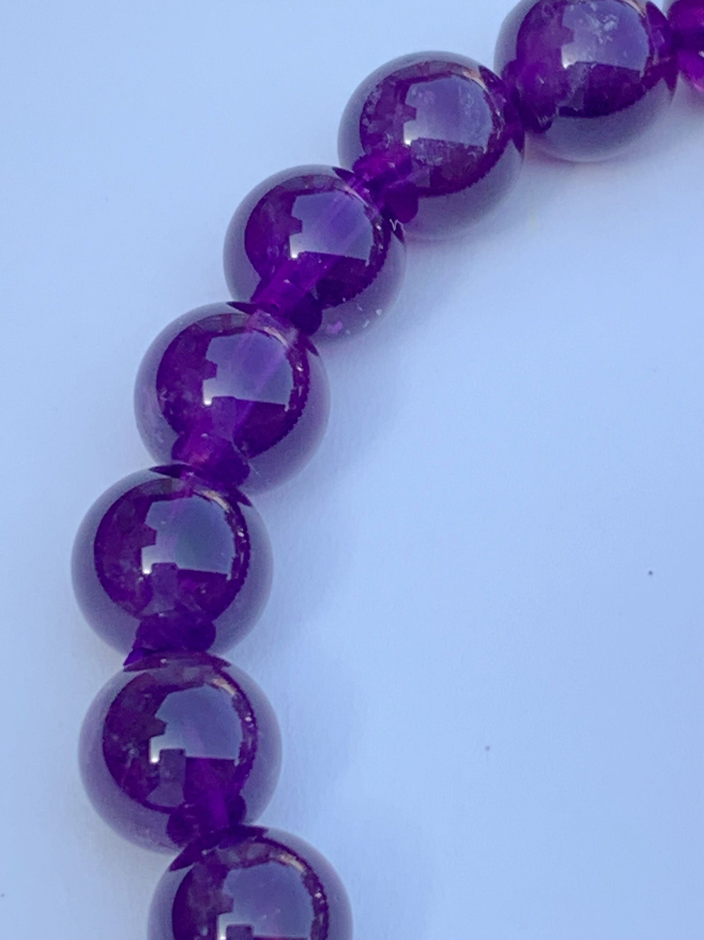 Grade AA Genuine Natural Deep Purple Amethyst Smooth Round Stretch Bracelet 8mm
