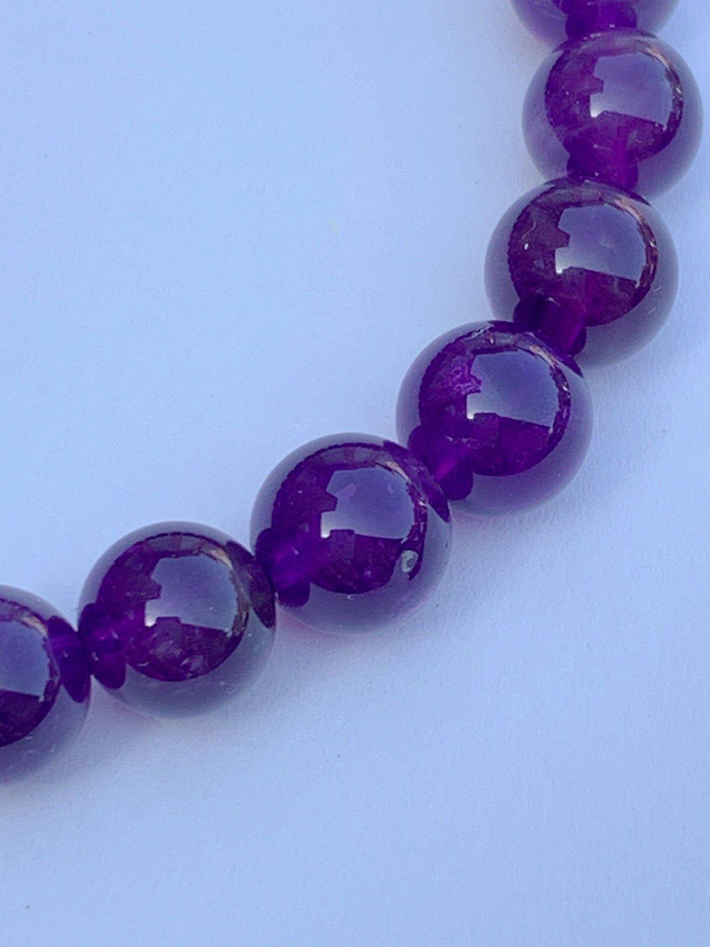Grade AA Genuine Natural Deep Purple Amethyst Smooth Round Stretch Bracelet 8mm