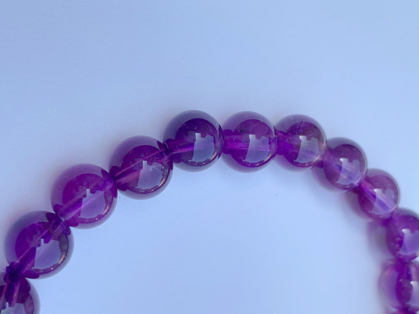 Genuine Natural medium Purple Amethyst Smooth Round Stretch Bracelet 8mm