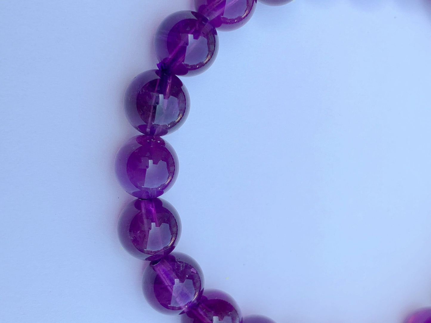 Genuine Natural medium Purple Amethyst Smooth Round Stretch Bracelet 8mm