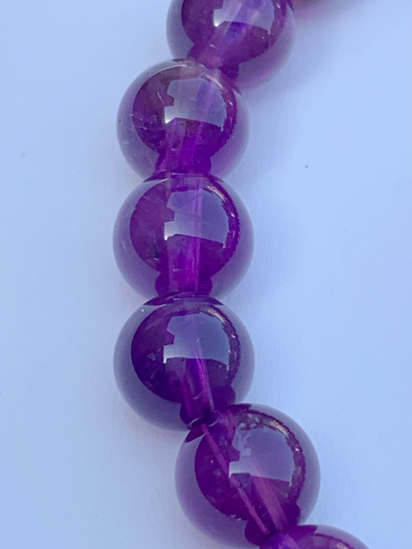 Genuine Natural medium Purple Amethyst Smooth Round Stretch Bracelet 8mm