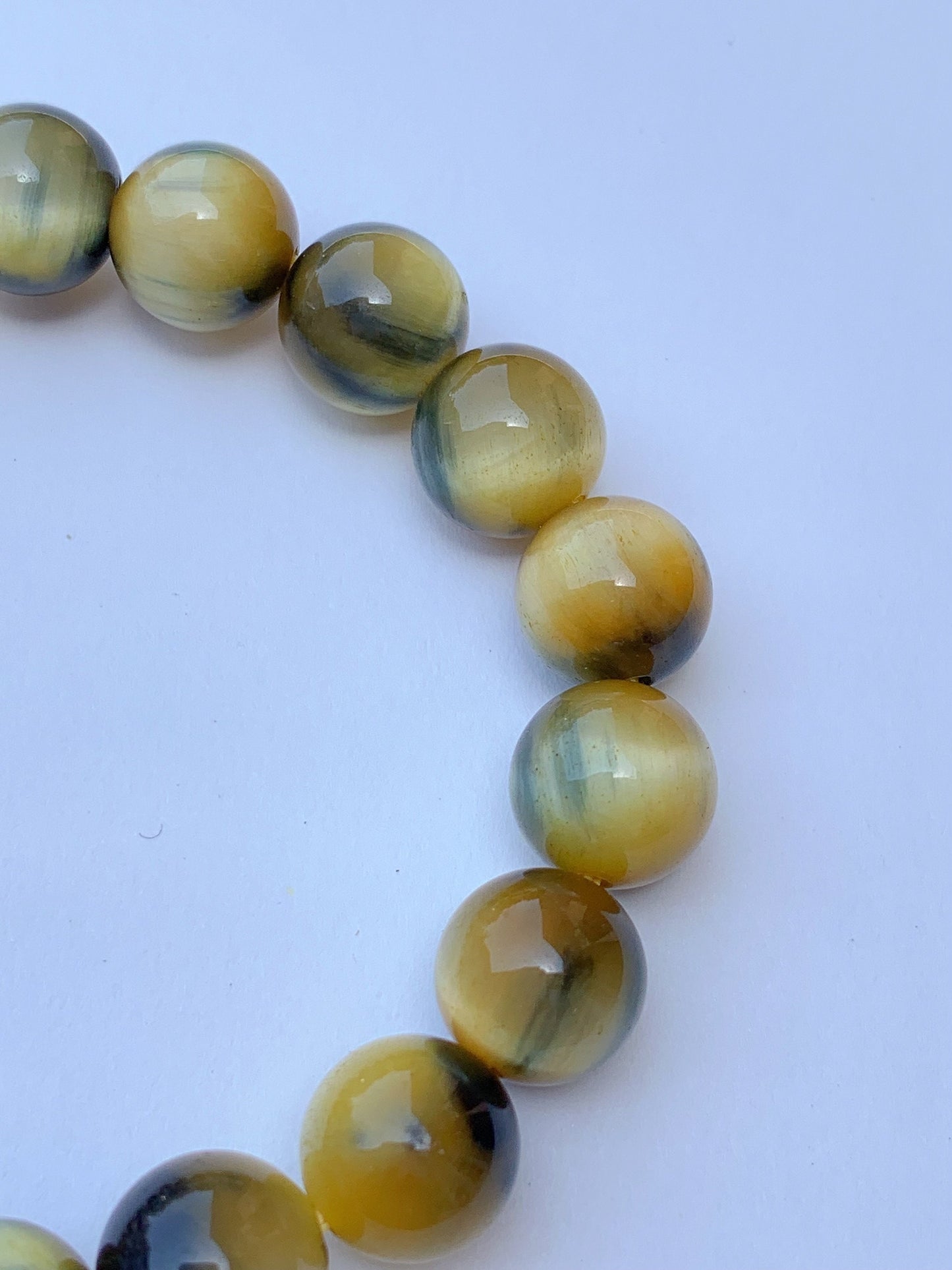 Natural Tiger's Eye Beaded Bracelet: Yellow, Blue, Gold Gemstone (6mm-12mm)